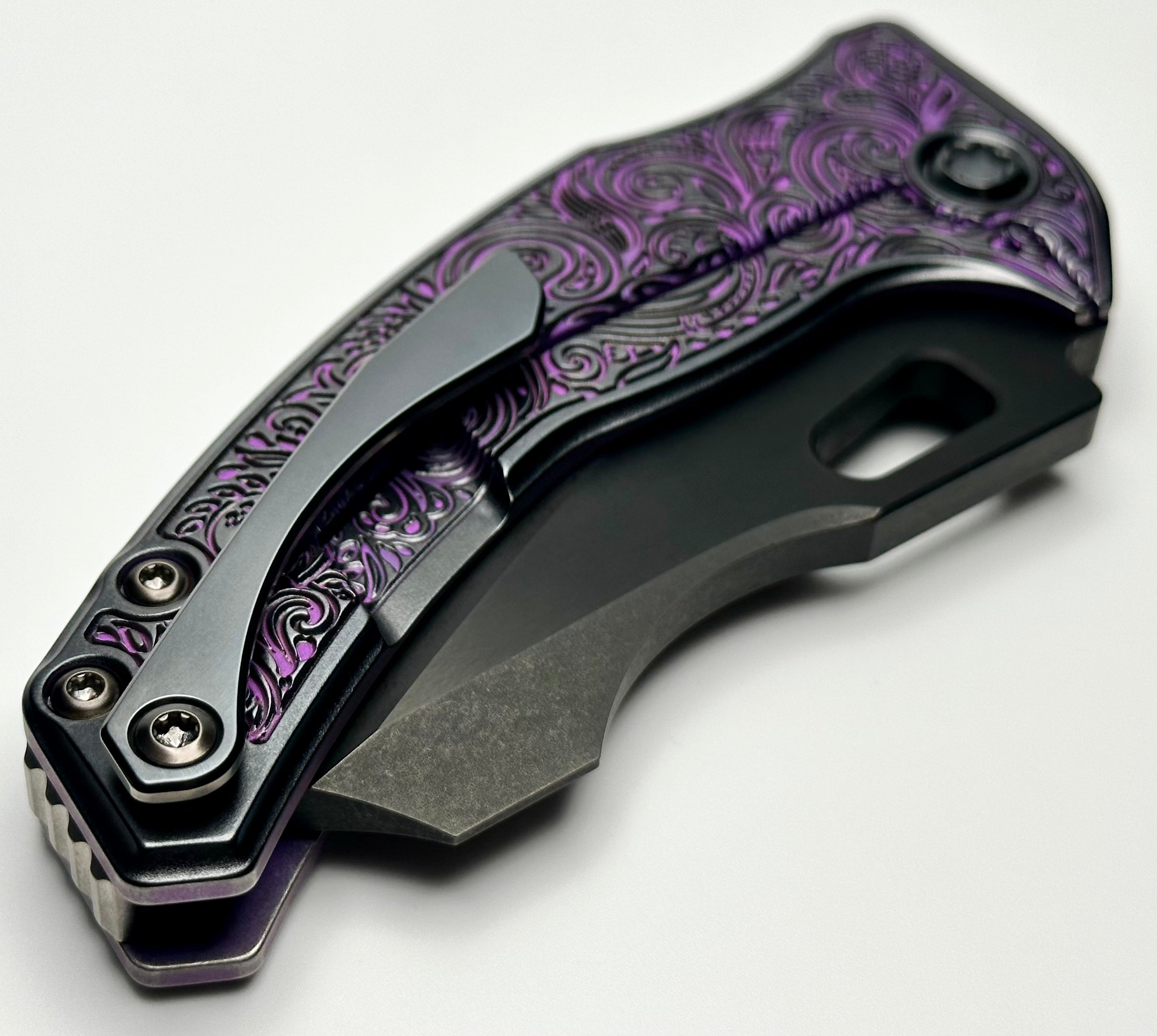 Borka Blades Premium Shylock Purple Natas & DLC Knife by Mike Bond