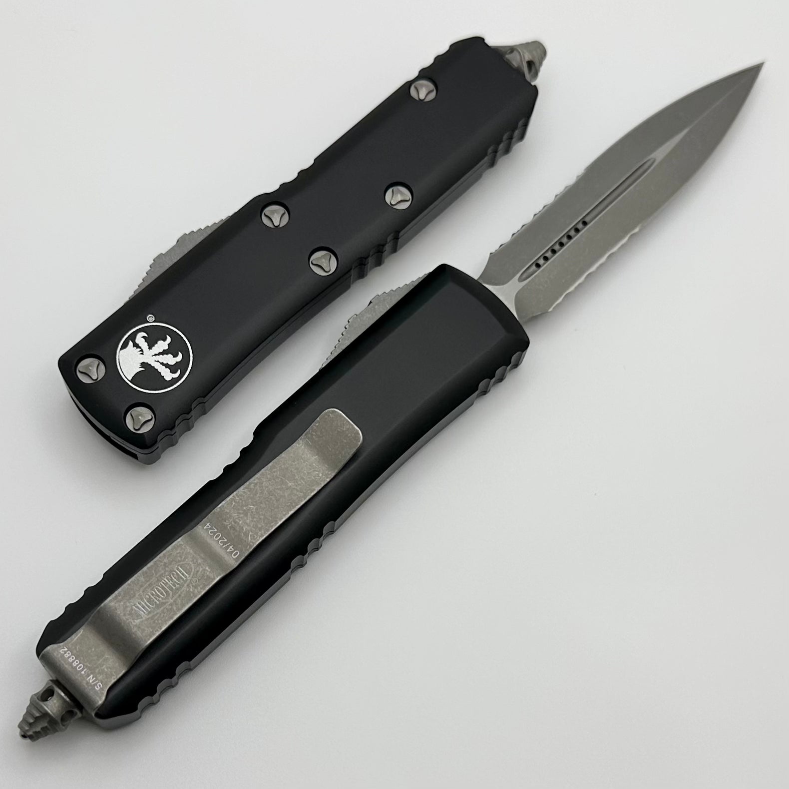 Microtech UTX-85 Double Edge Apocalyptic Serrated Black EDC Knife