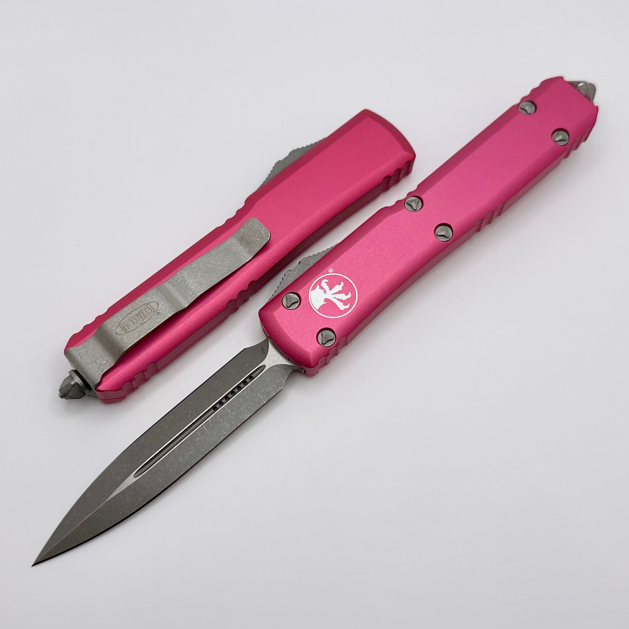 Premium Microtech Ultratech Apocalyptic Double Edge OTF Knife - Pink Standard