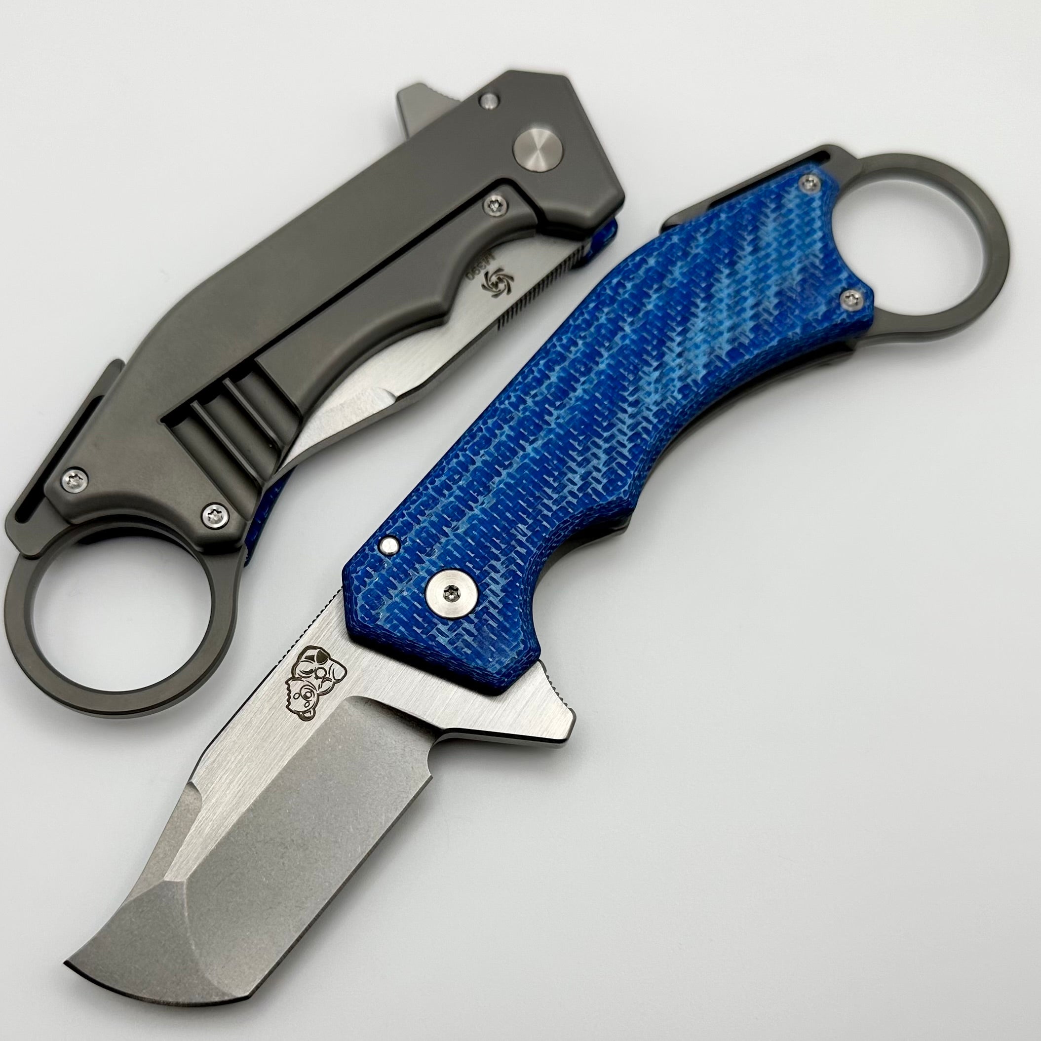 Mechforce Ringed Rhino Flipper Knife - Jon Graham Collaboration | Premium M390 Steel & Blue Carbon Fiber