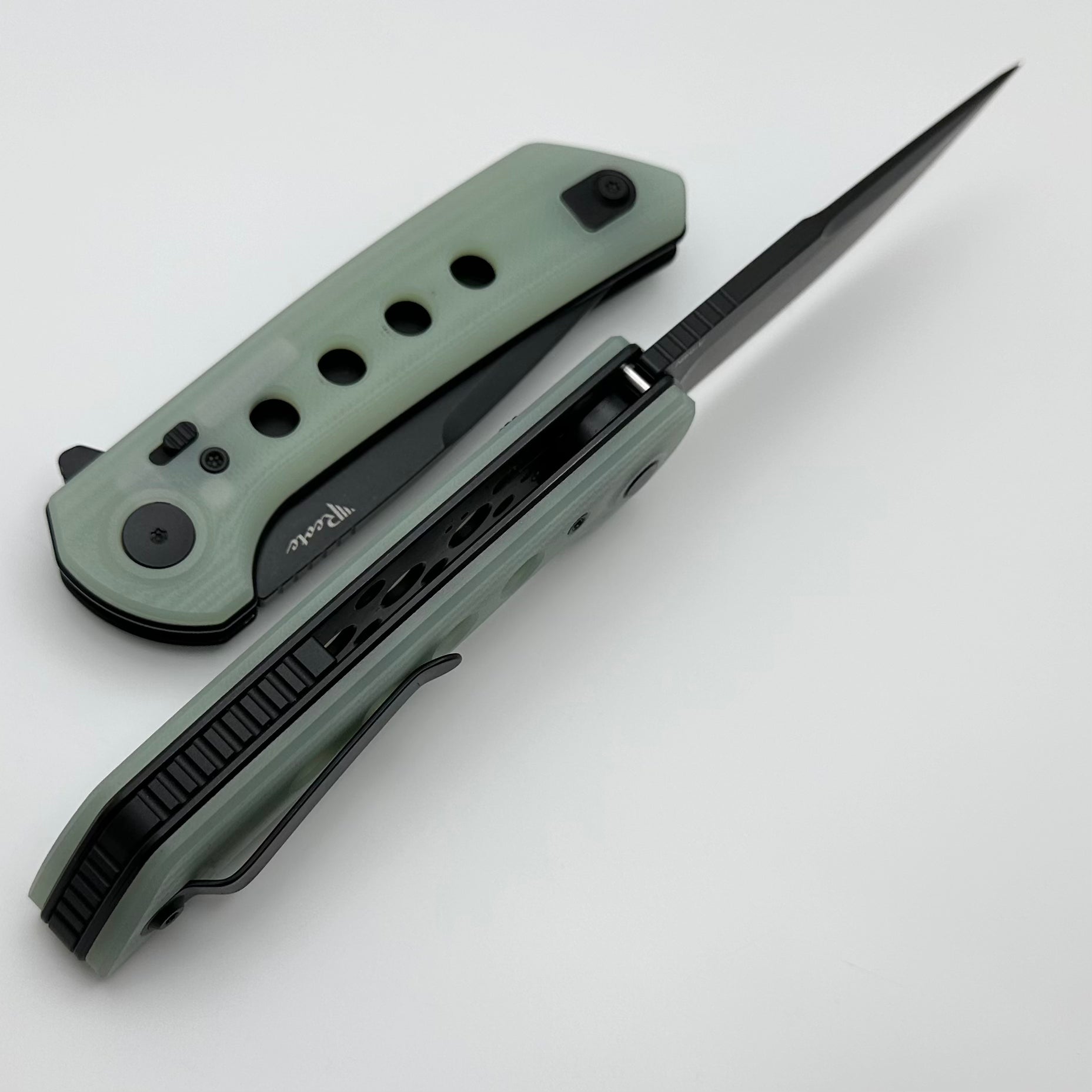 Reate Knives PL-XF Ultimate Folding Knife - Jade G-10 Handles & PVD Nitro-V Blade