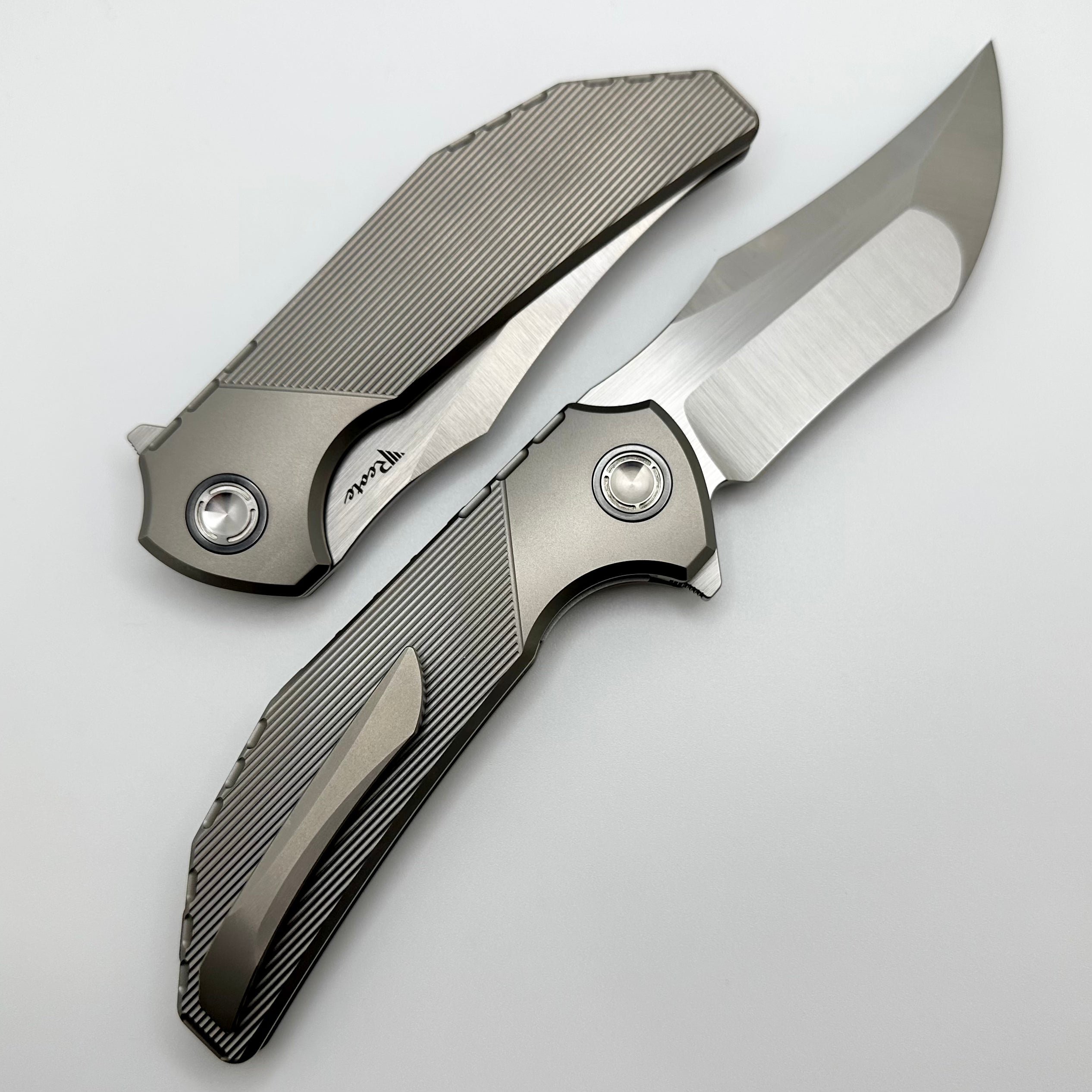 Reate Knives Premium Tiger Stripe Titanium Folding Knife with M390 Steel