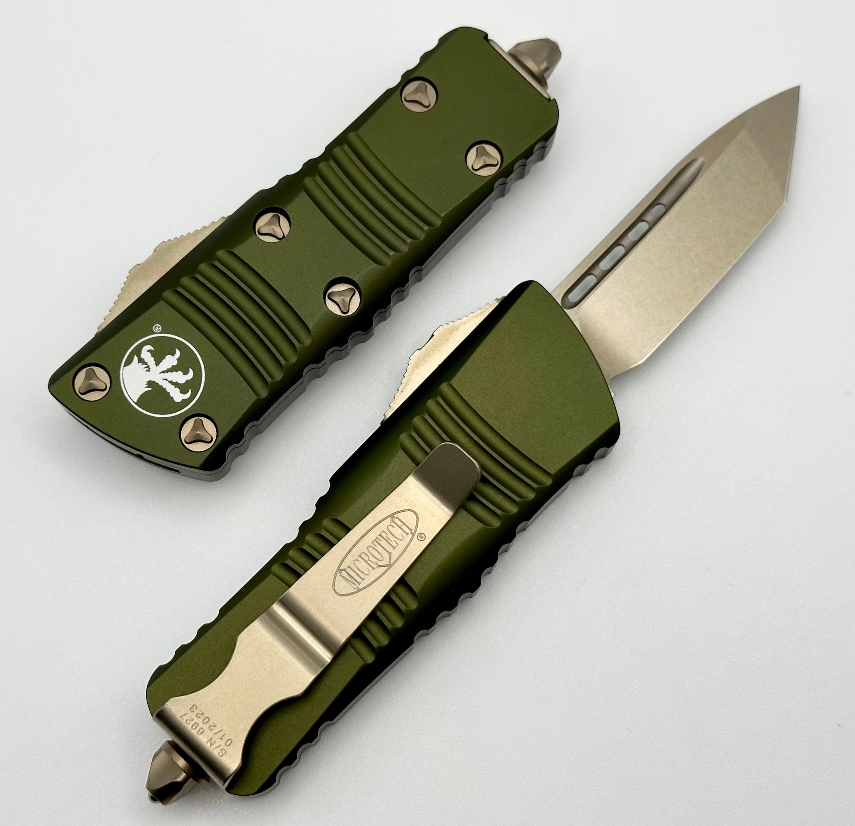 Premium Microtech Troodon Mini Bronze Tanto & OD Green EDC Knife