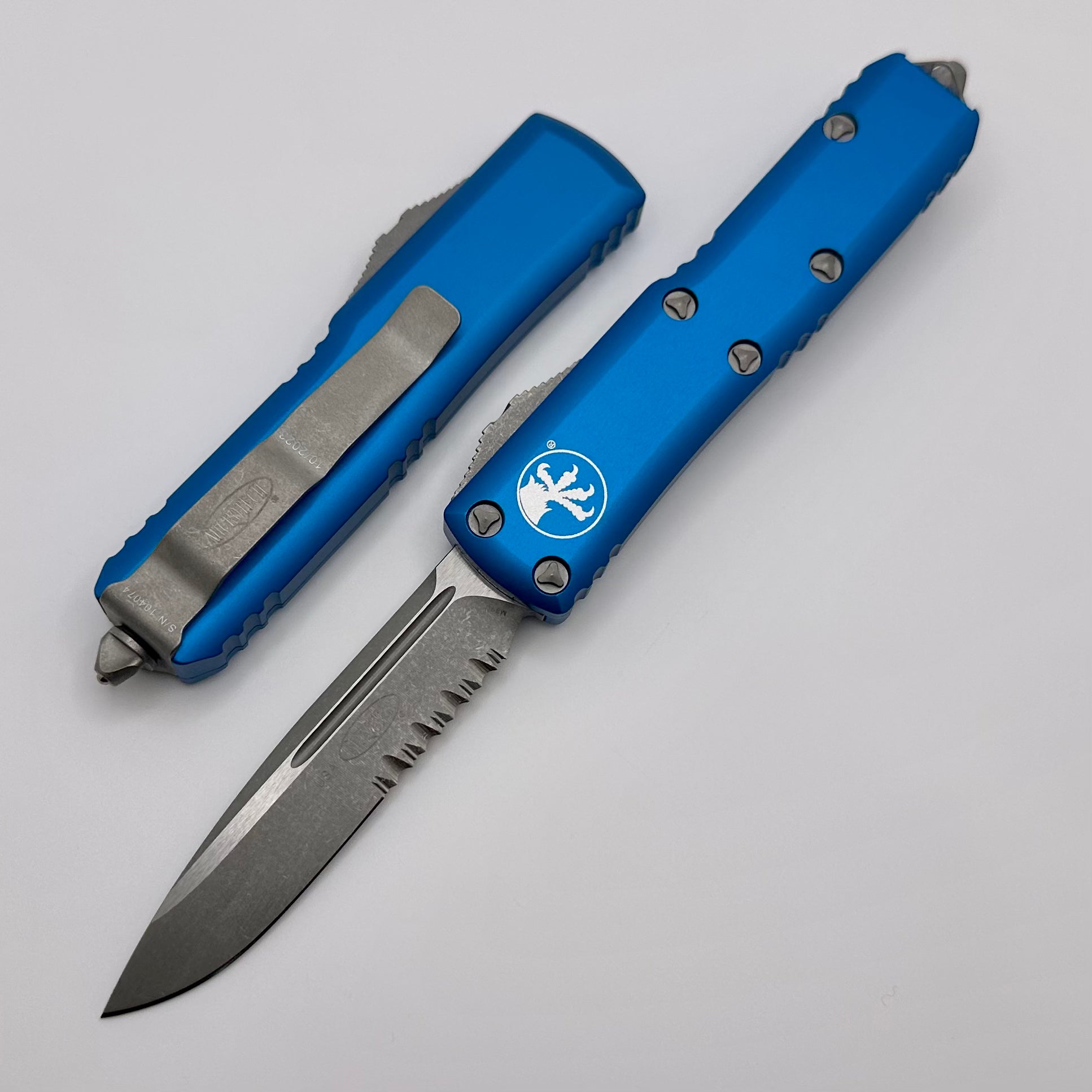Microtech UTX-85 Apocalyptic EDC Knife - Premium M390 Steel & Blue Aluminum Handle