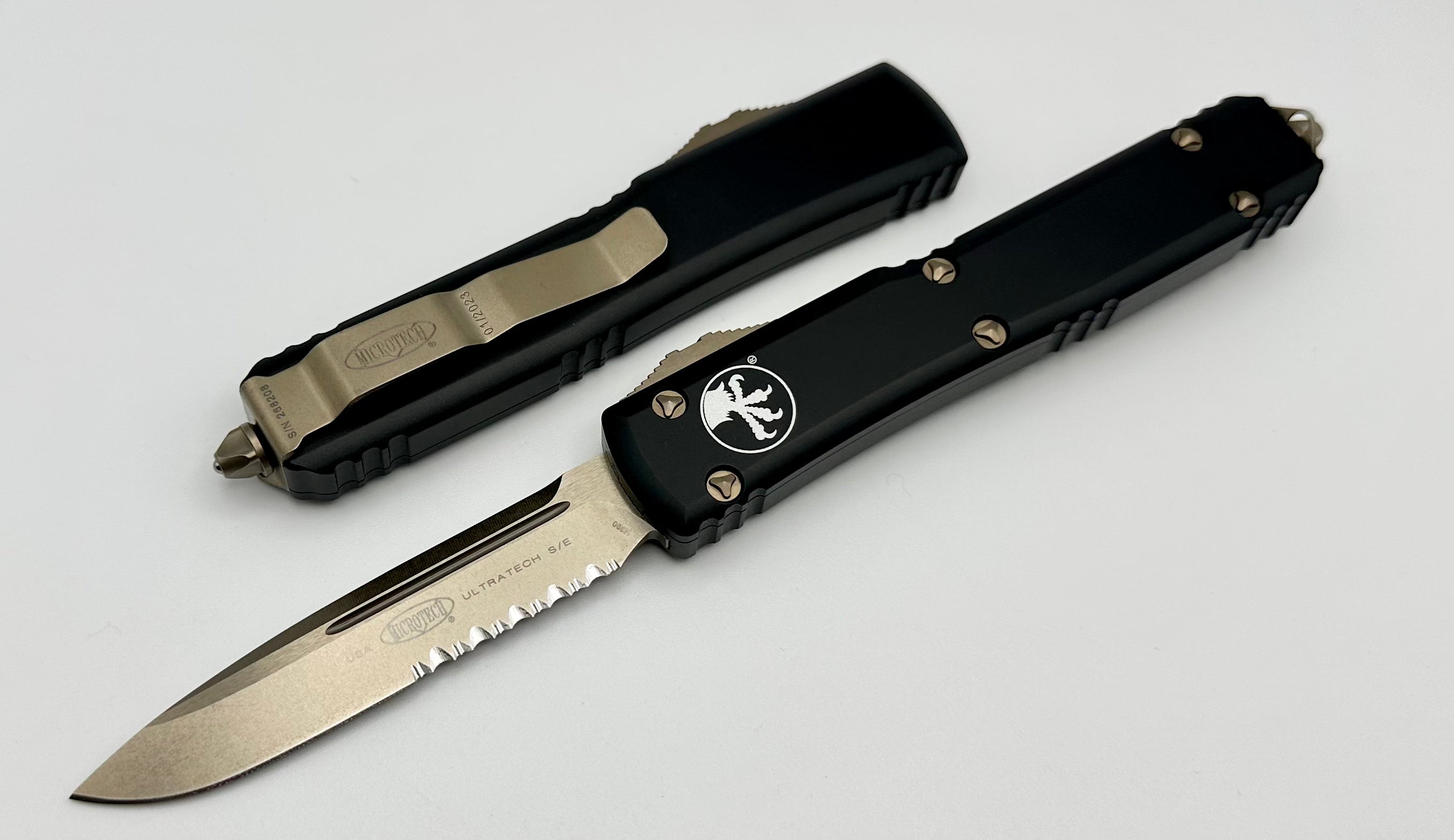 Microtech Ultratech Premium Bronze Tactical Knife - Single Edge with Partial Serration