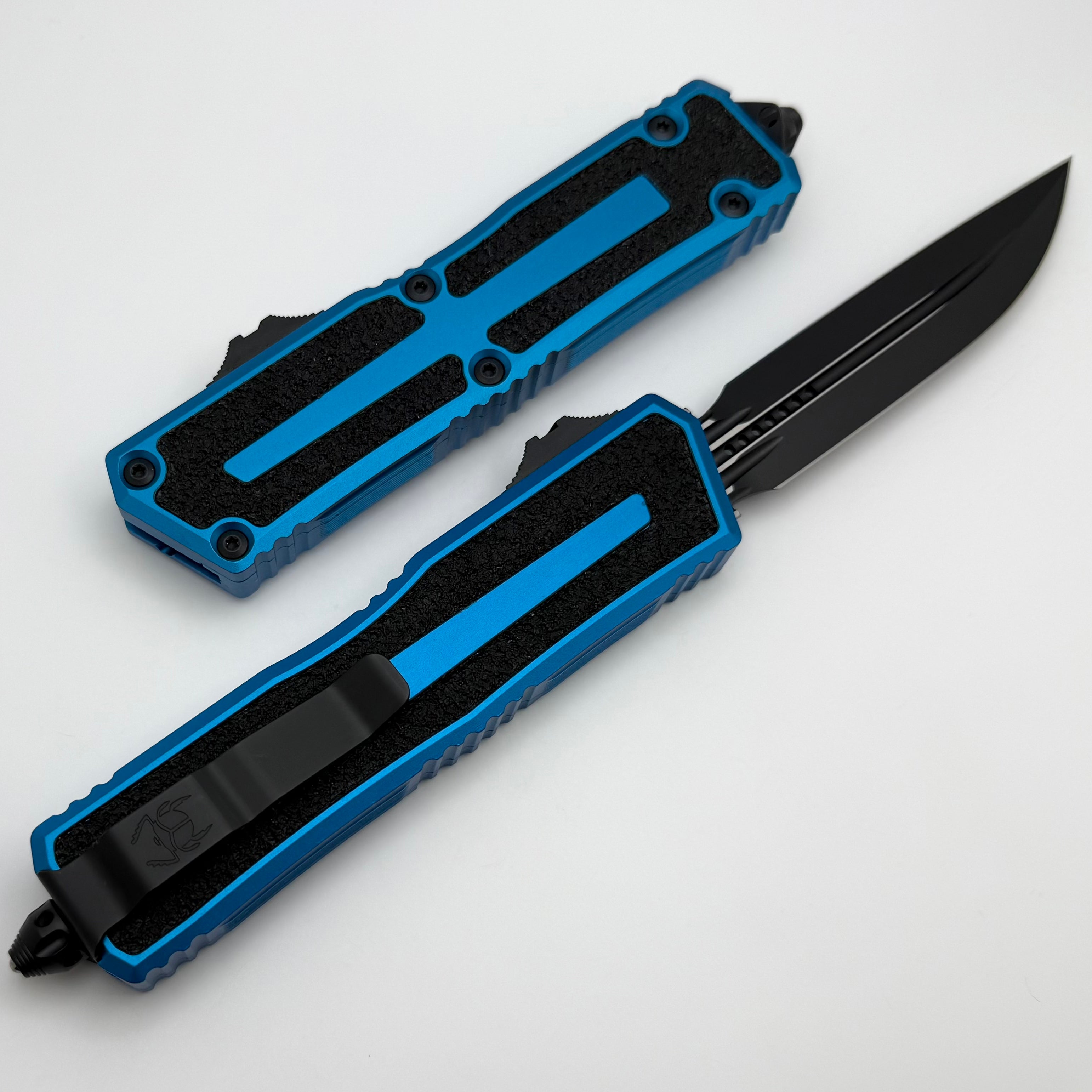 Microtech Scarab 2 Gen 3 Ultimate Tactical Knife - Black D/E-S with Blue Handles