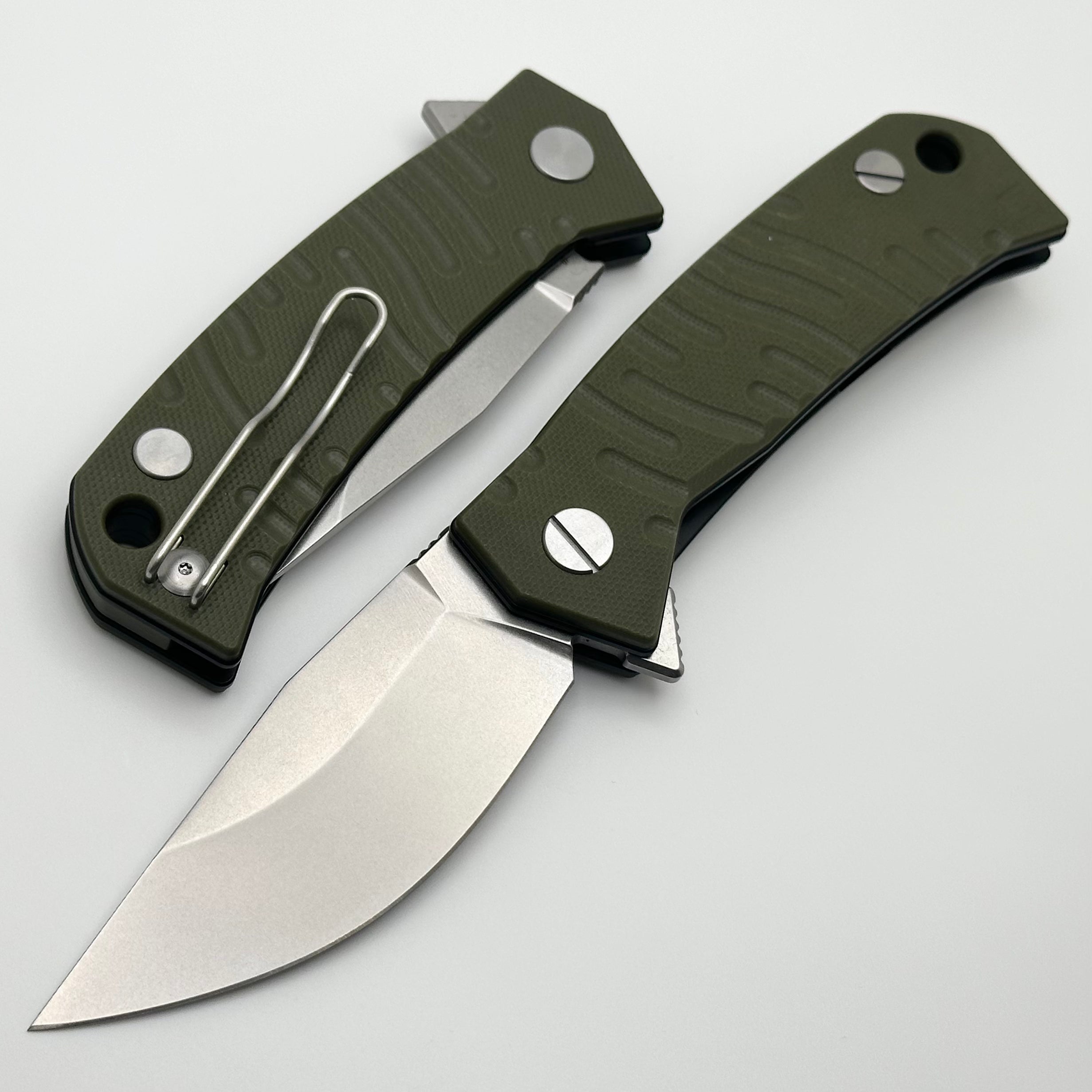 Premium Custom Knife Factory Echo Um - Green G-10 & CPM-S35VN Folding Knife