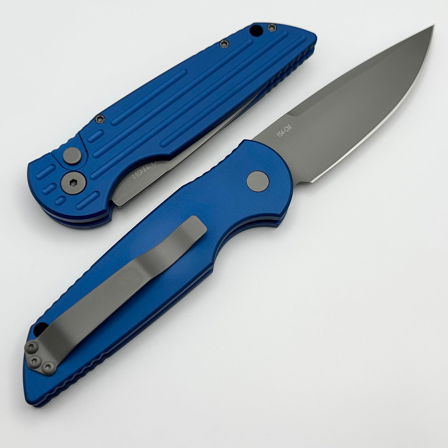 Pro-Tech TR-3 Ultimate Tactical Knife - Dark Blue Grooved Handle & Blasted 154-CM Blade