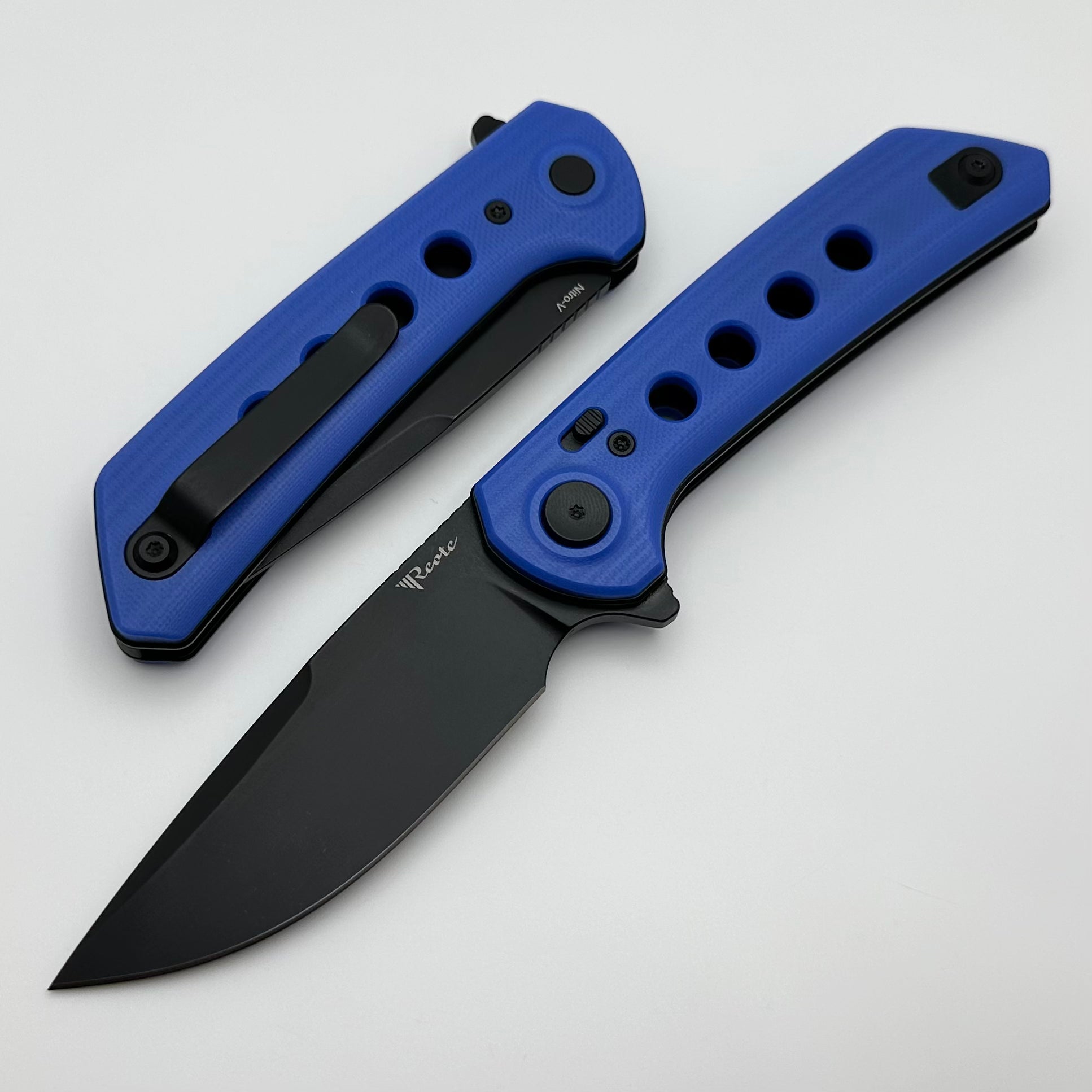 Reate Knives PL-XF Ultimate Folding Knife - Blue G-10 Handles & PVD Nitro-V Blade