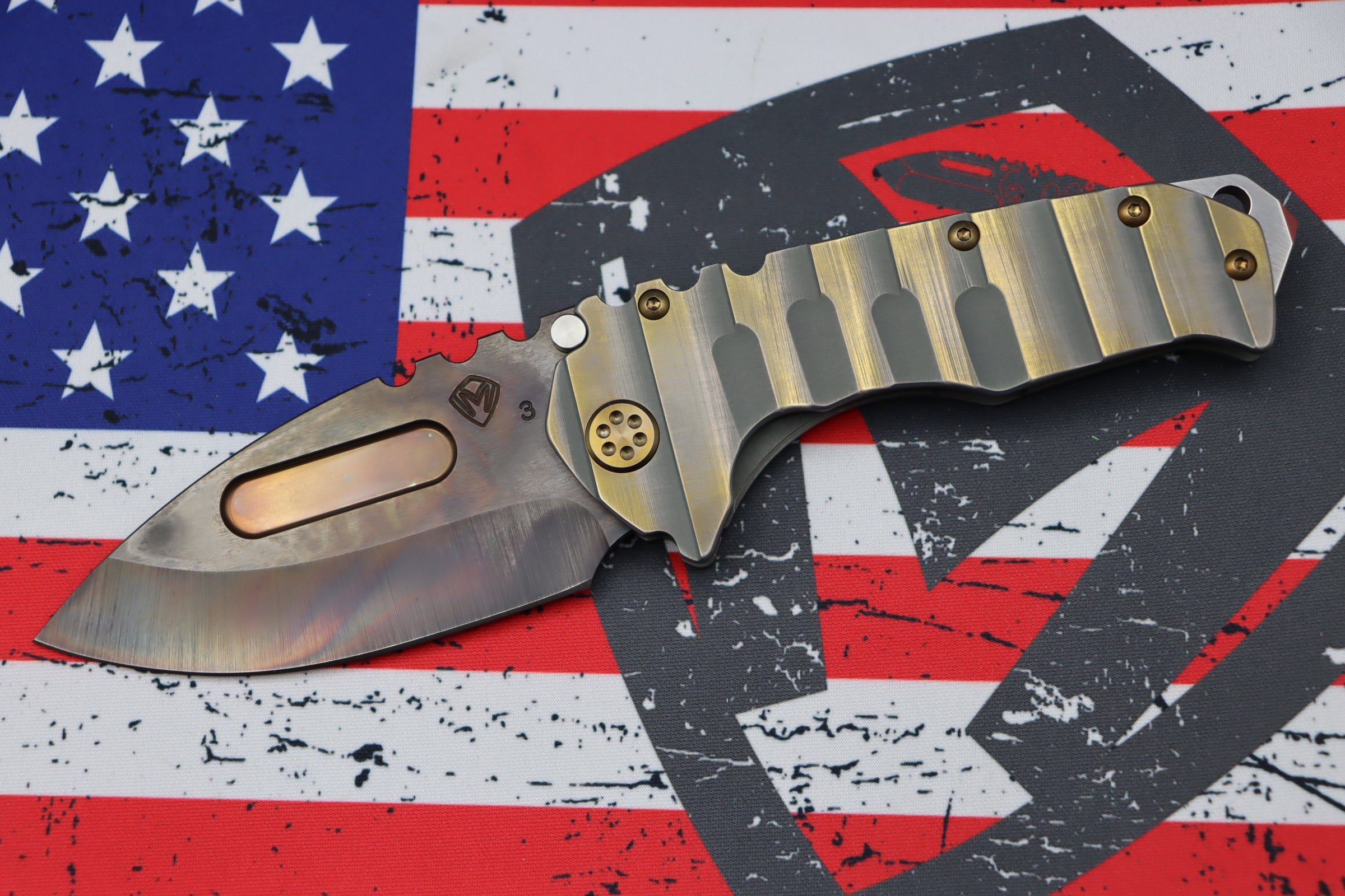 Medford Knife Praetorian T 3V Vulcan Drop Point - Premium Tactical Folding Knife with Cement/Bronze Armadillo Sculpted Handles