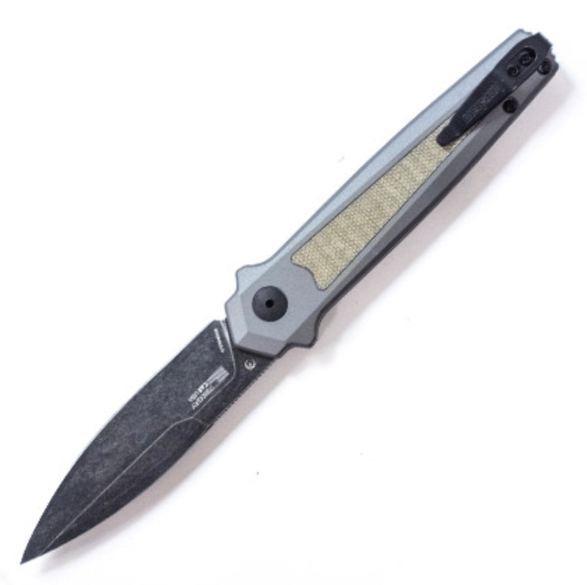 Kershaw Launch 15 Ultimate Tactical Knife - Gray Aluminum with Olive Micarta & Blackwash MagnaCut