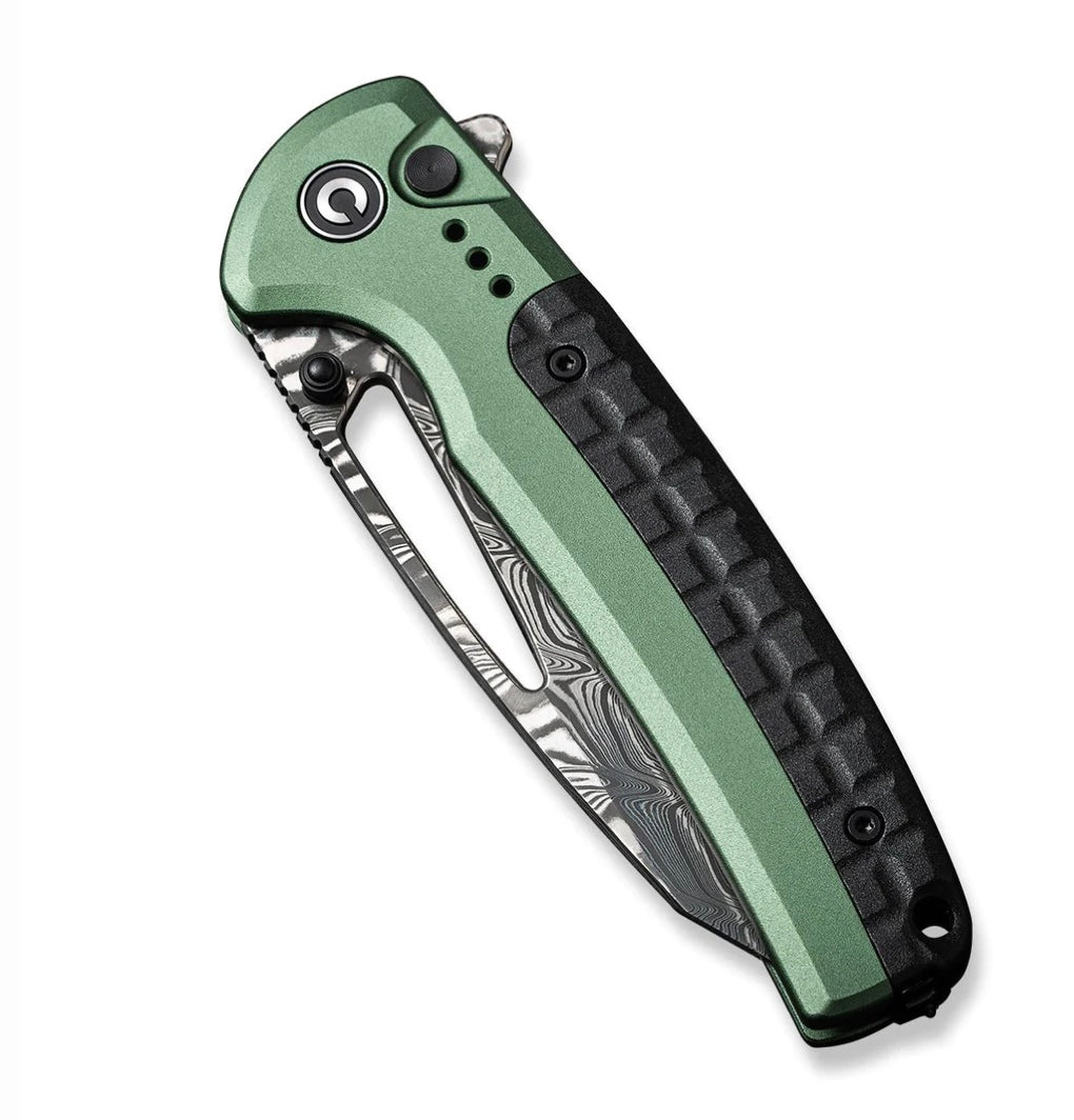 Civivi Sentinel Strike Flipper Knife - Premium Green Aluminum Handle with Damascus Blade