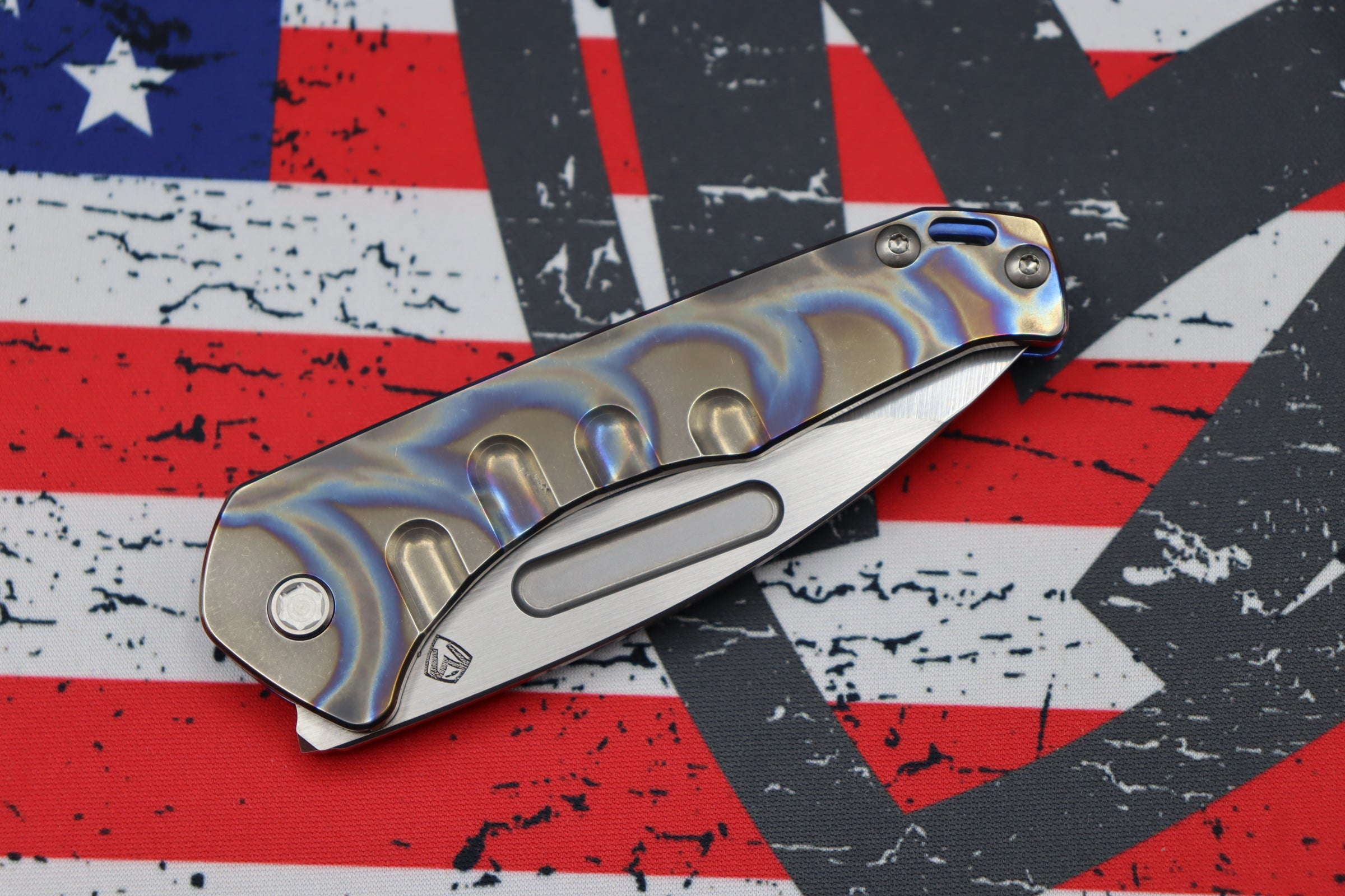 Medford Praetorian Slim Tumbled S35VN Drop Point & Flamed Handle with Blue - Premium Tactical Knife