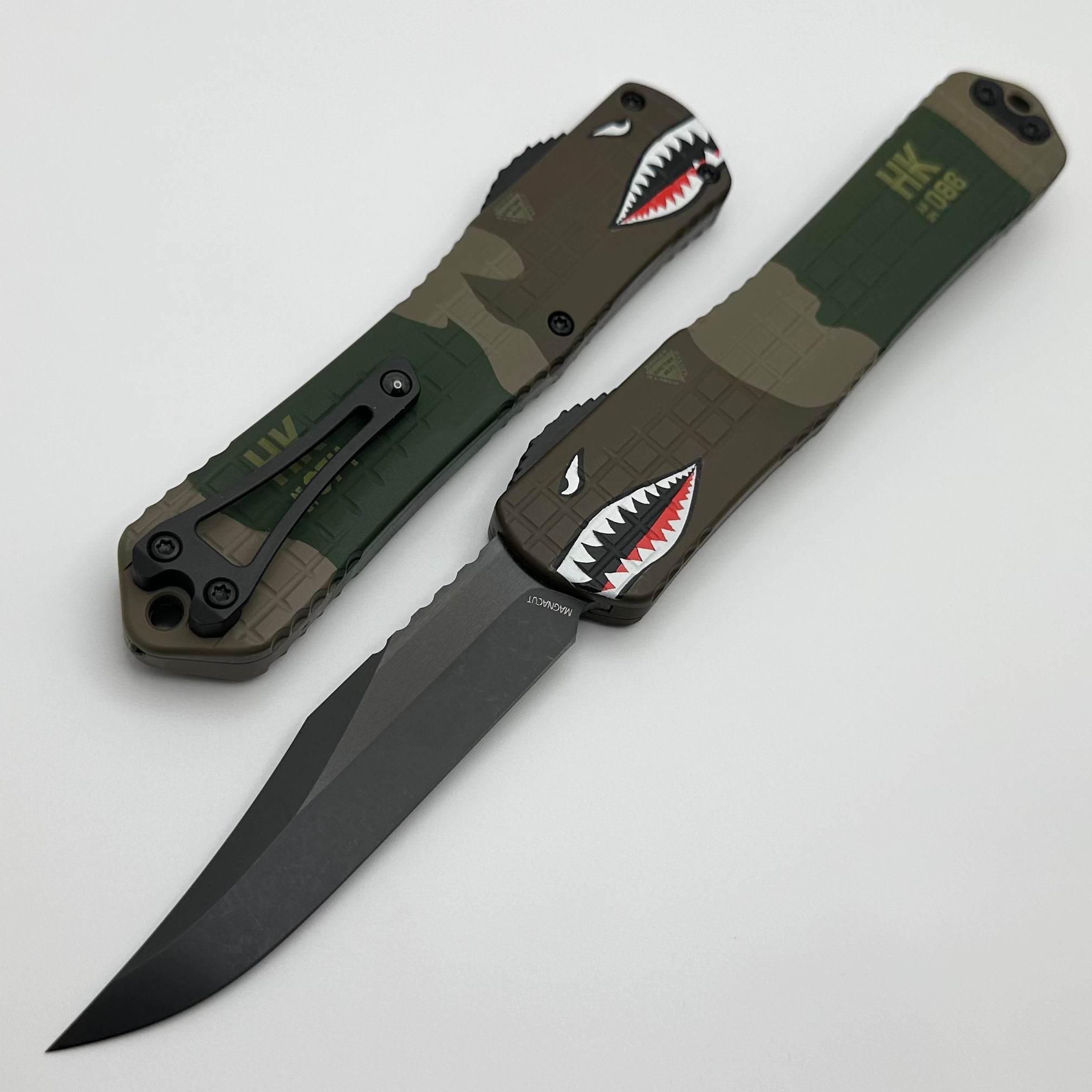 Heretic Knives Manticore X A-10 Edition - Premium OTF Knife with Frag Handle & DLC Bowie MagnaCut Blade