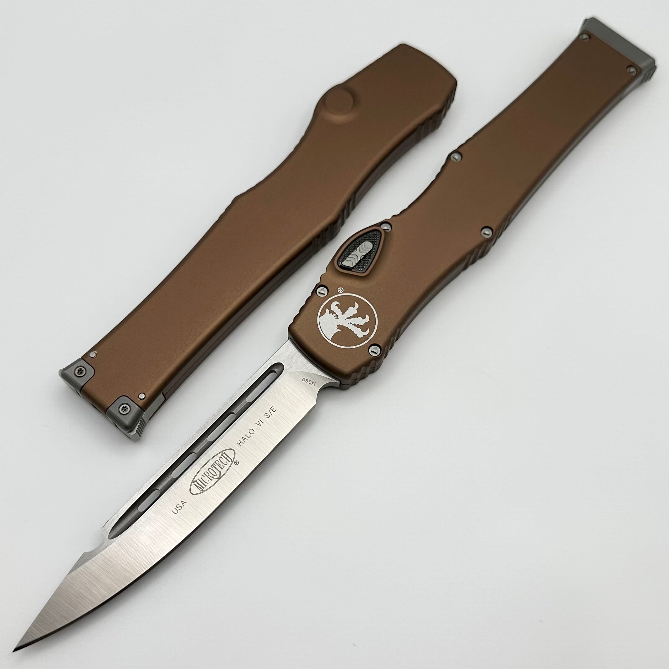 Microtech Halo VI Satin & Tan Tactical Knife - Premium M390 Blade