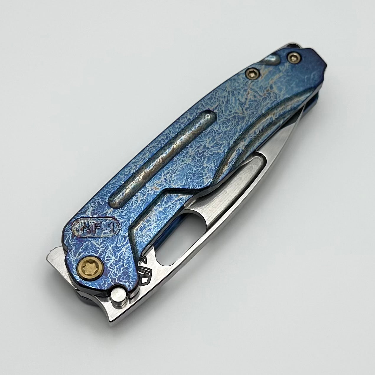 Medford Knife Infraction Tumbled S45 - Premium Everyday Carry with Acid Etch & Flamed Blue Handles