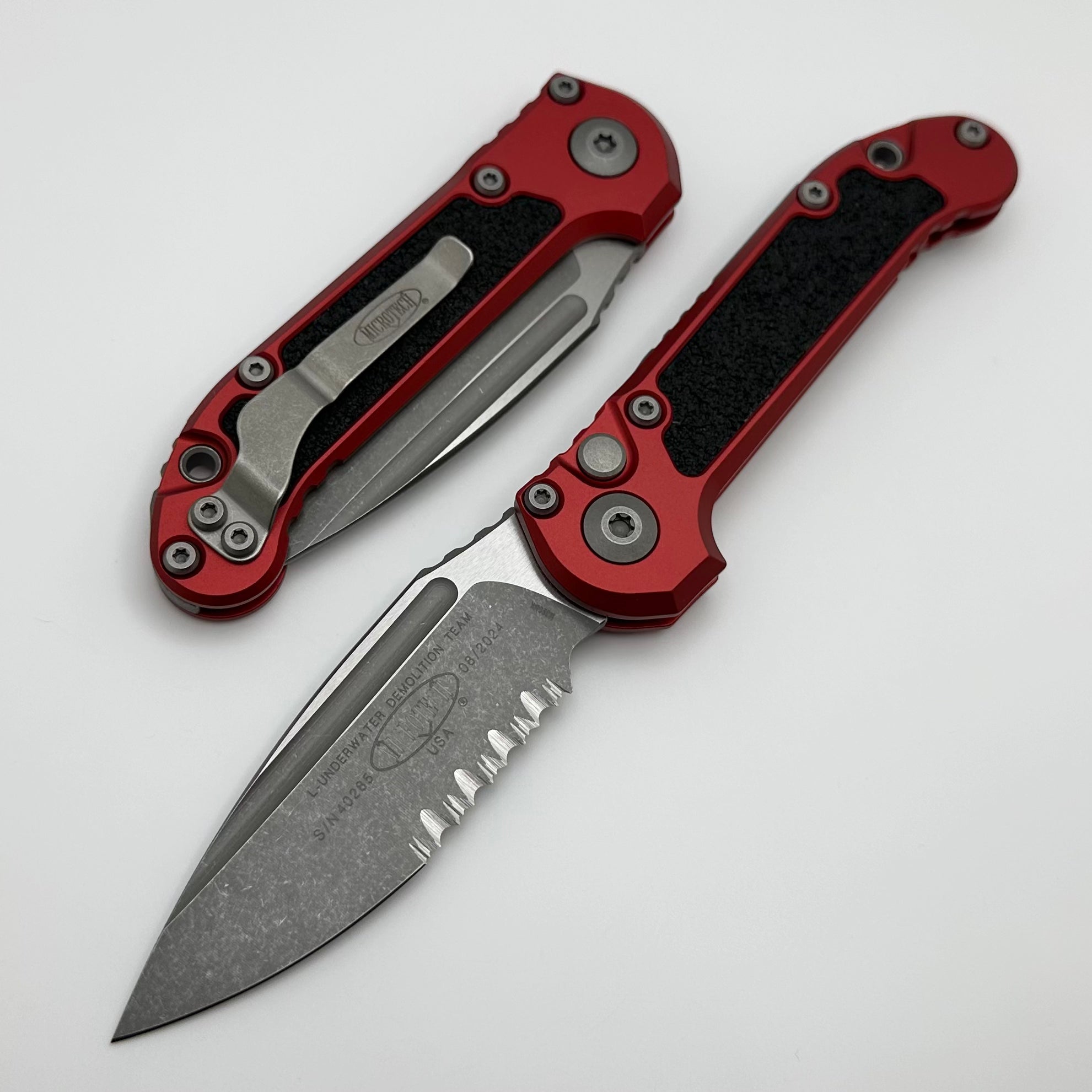 Microtech LUDT Gen III Apocalyptic Serrated Knife - Red Aluminum Handle