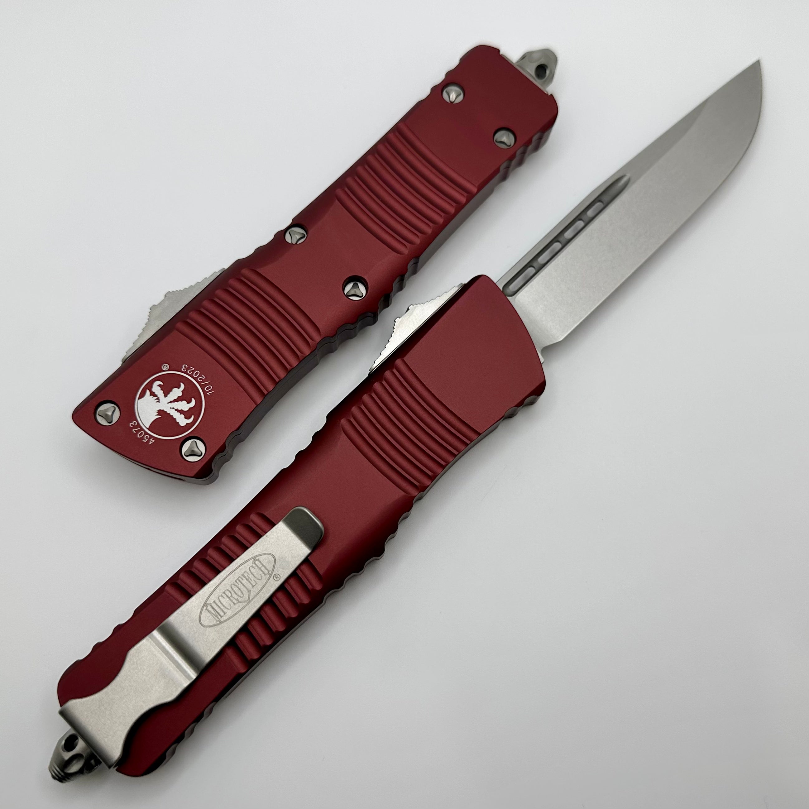 Premium Microtech Combat Troodon OTF Knife - Stonewash & Merlot