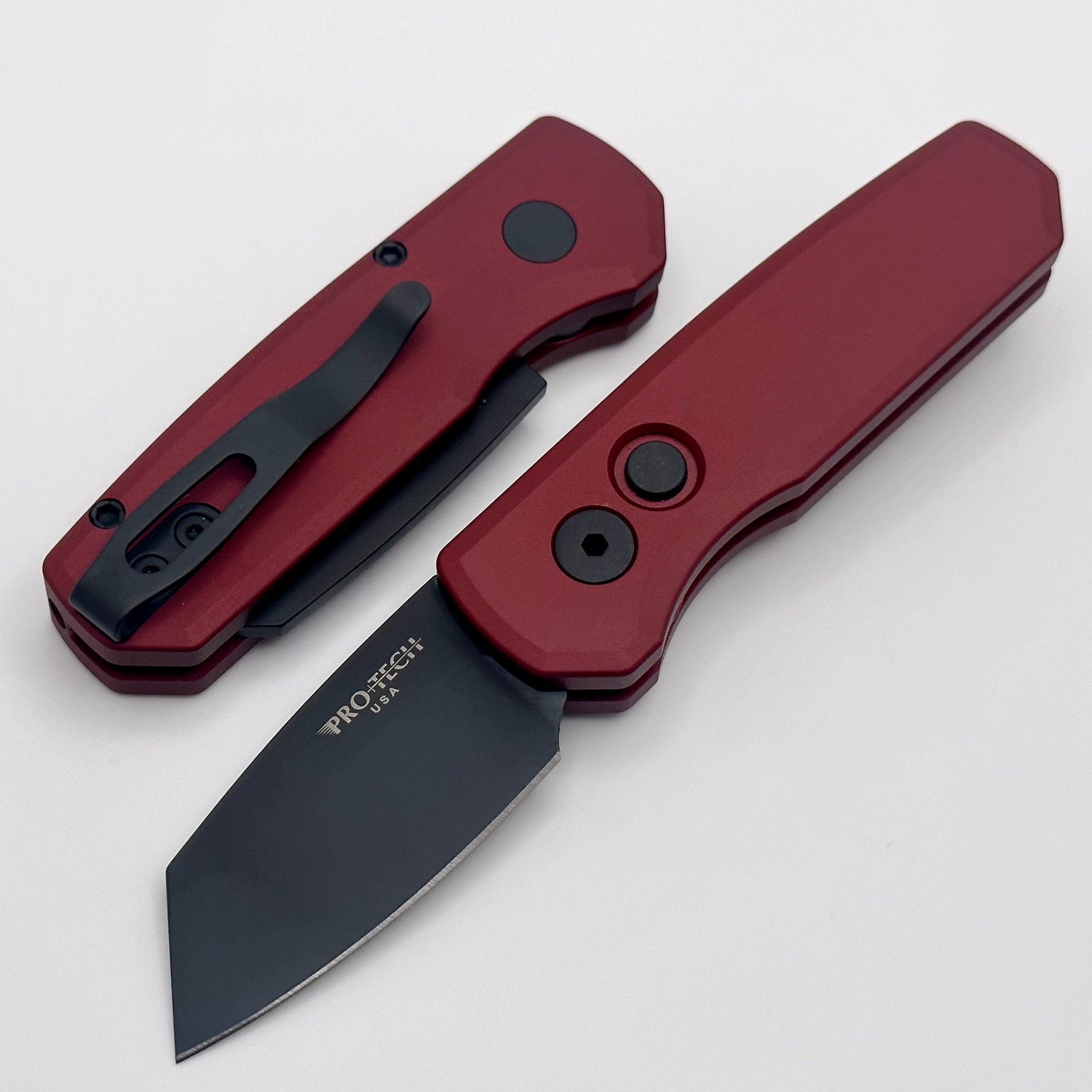 Pro-Tech Runt 5 Premium EDC Knife - Red Aluminum Handle & DLC MagnaCut Reverse Tanto