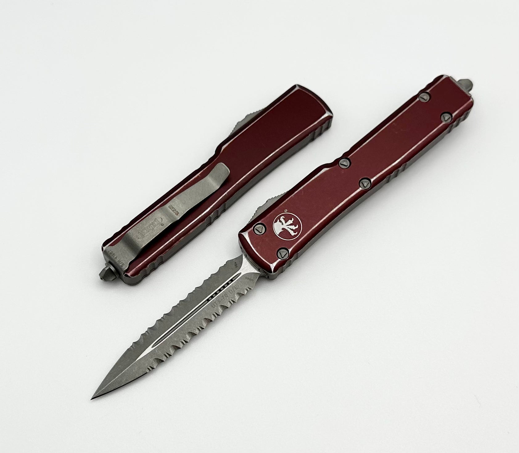 Premium Microtech UTX-70 Double Edge Tactical Knife - Apocalyptic Merlot