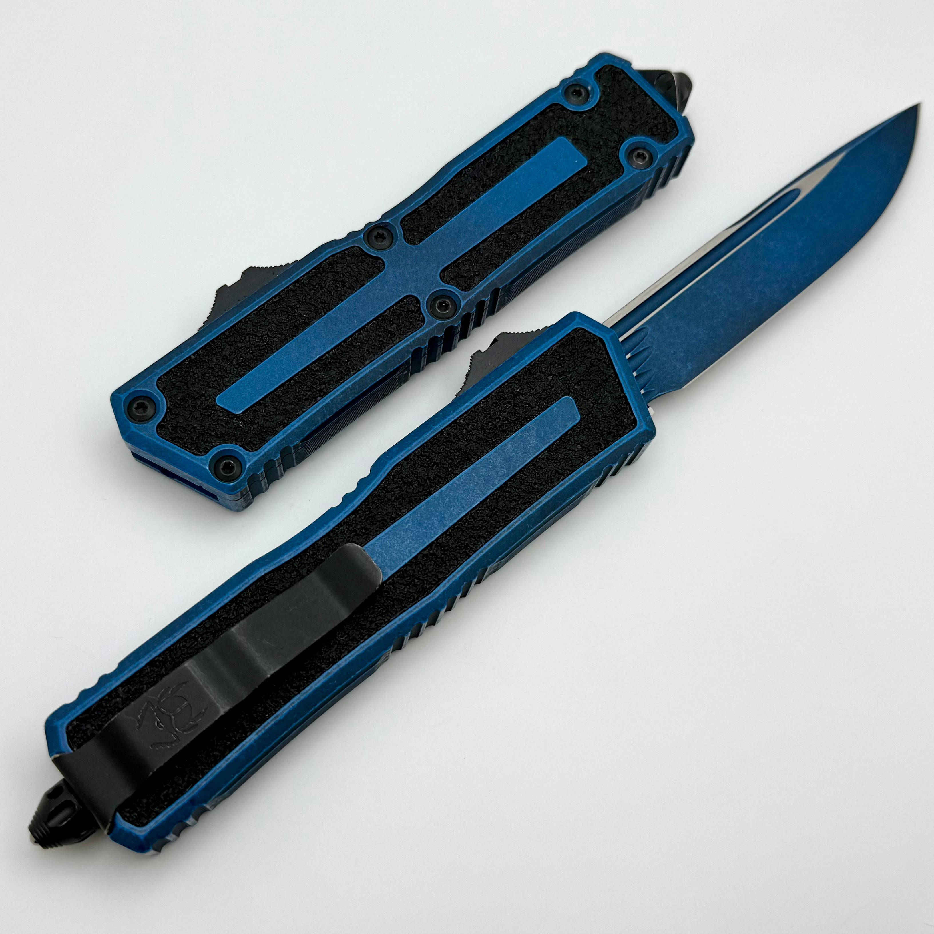 Microtech Scarab 2 Gen 3 Tactical OTF Knife - Weathered Blue Handle