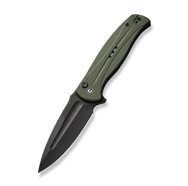 Civivi Incendie Premium Button Lock Flipper Knife - OD Green G-10 Handles & Black Stonewash Blade