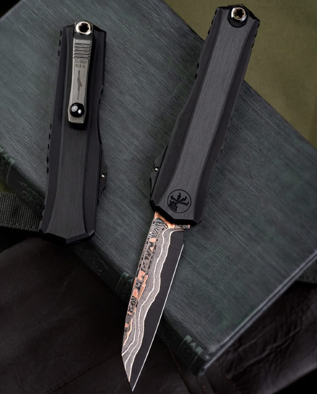 Premium Microtech Marfione Cypher II - Black Tritium Inlaid OTF Knife