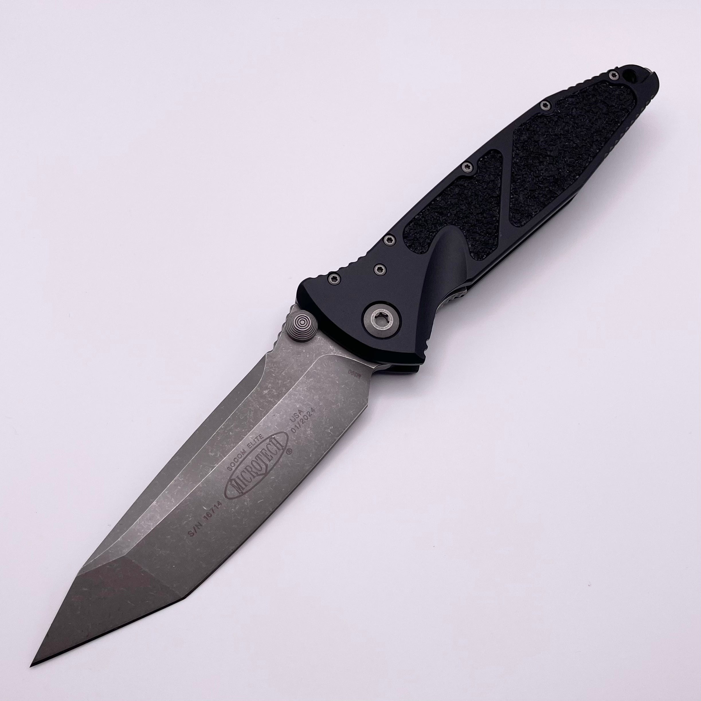 Premium Microtech Socom Elite Tanto Edge Manual Tactical Knife - Black Apocalyptic Finish