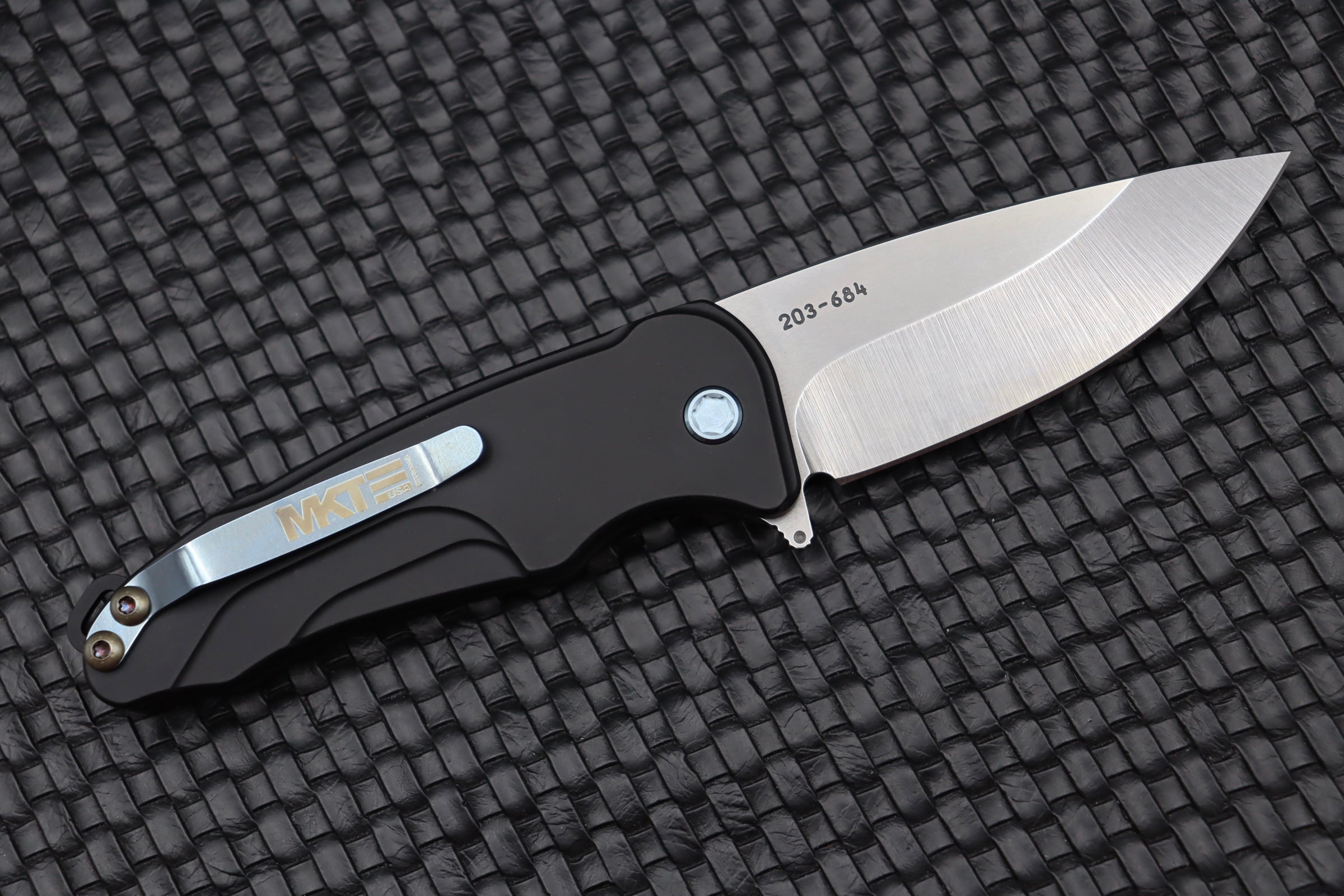 Medford Smooth Criminal Button Lock Knife - Premium Black with Aqua Hardware & S35VN Blade