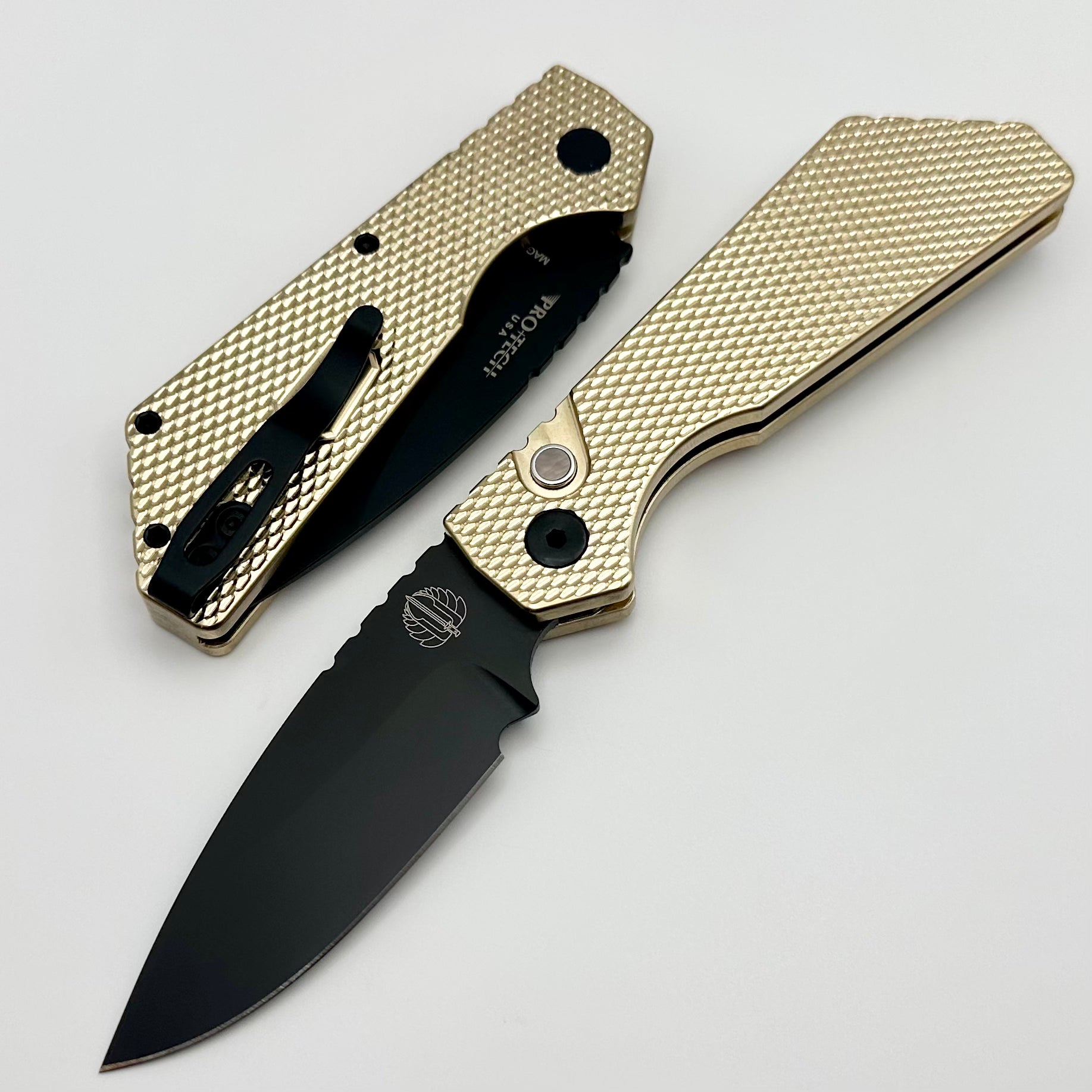 Pro-Tech PT Plus Ultimate EDC Knife - Textured ALBronze Handle & DLC MagnaCut Blade