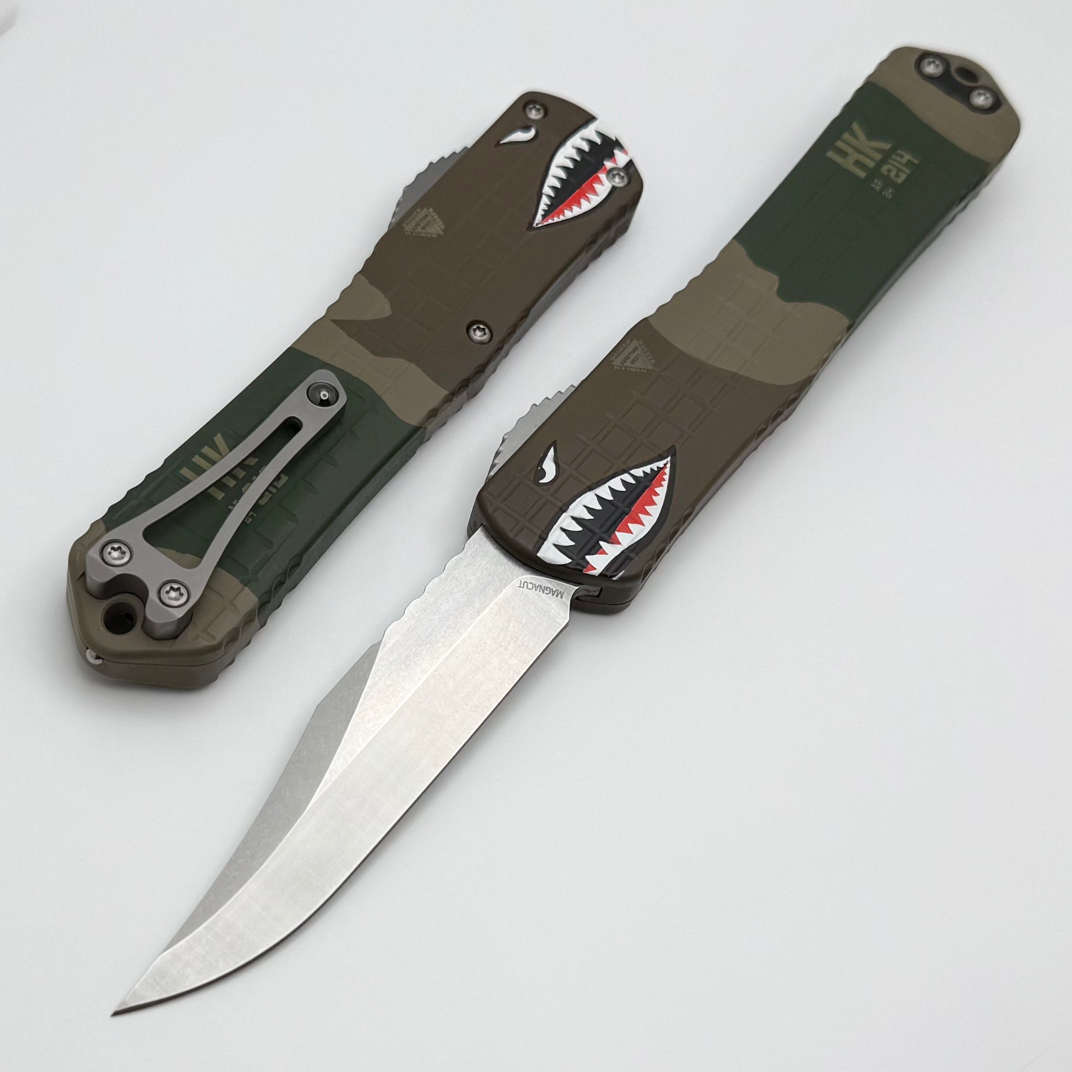 Heretic Knives Manticore X A-10 Edition - Premium OTF Bowie Knife with Frag Handle & Stonewash Finish