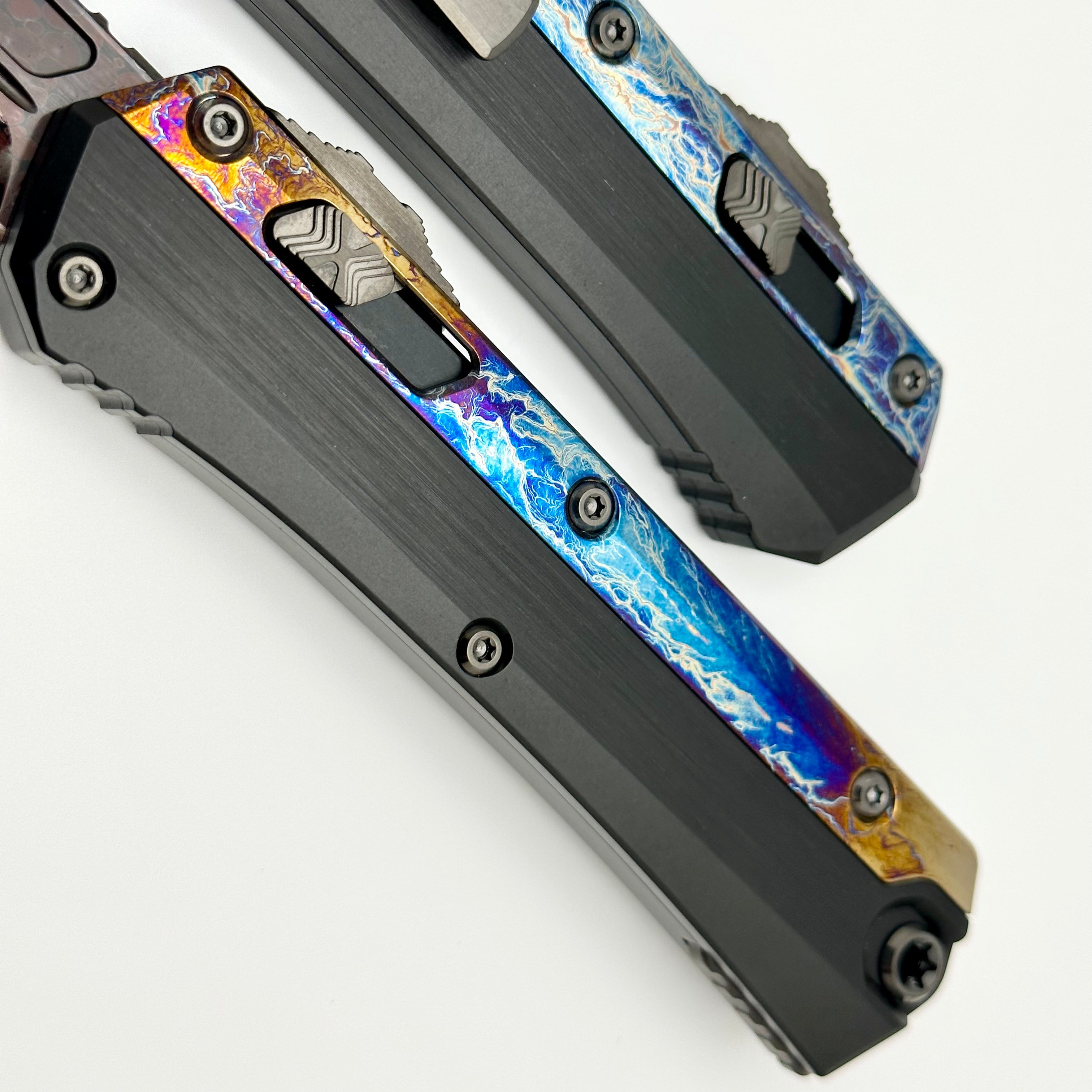 Premium Marfione Glykon Damascus Knife with Galactic Acid Overlays