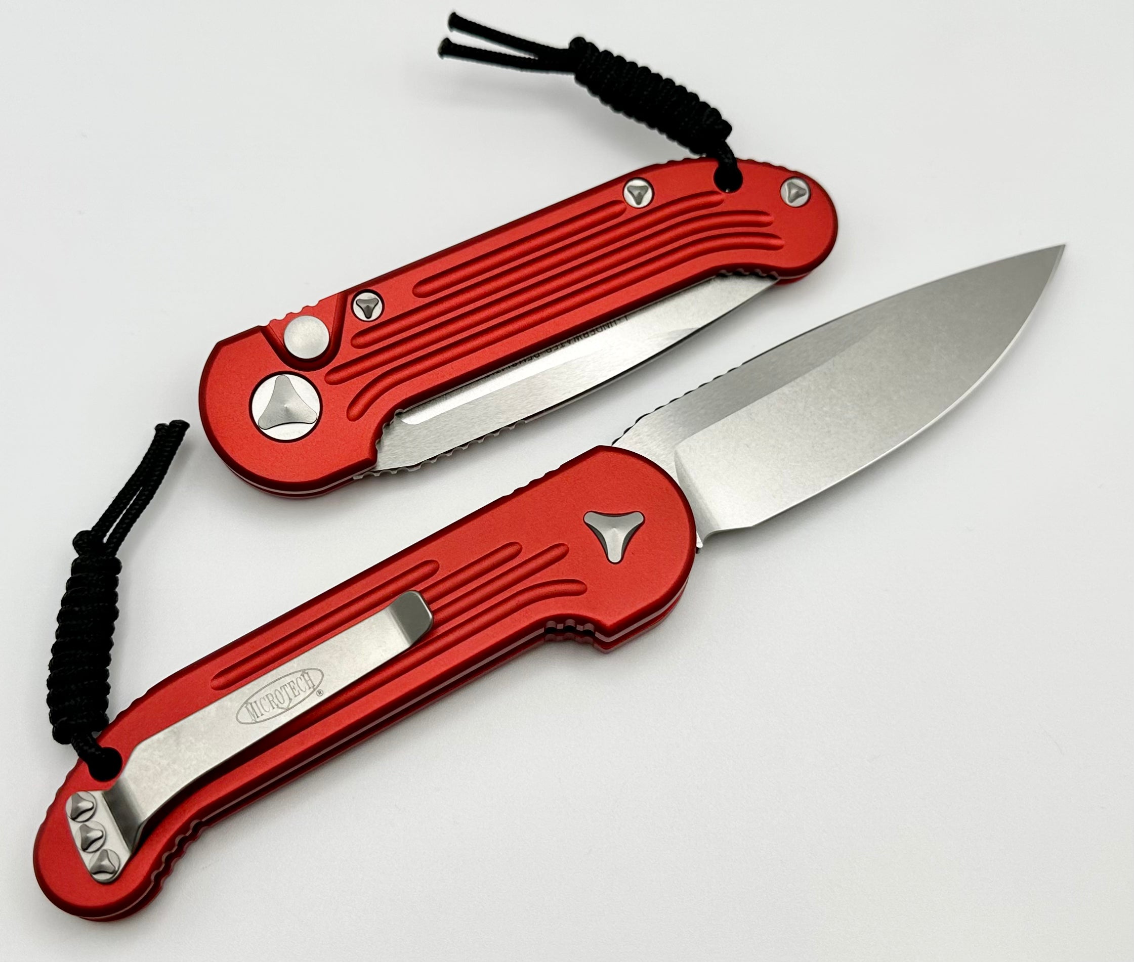 Microtech LUDT Stonewash Premium Folding Knife - Red Edition