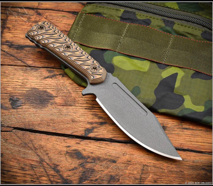 RMJ Tactical UCAP Premium Fixed Blade Knife - Hyena Brown G-10 & Nitro-V Steel