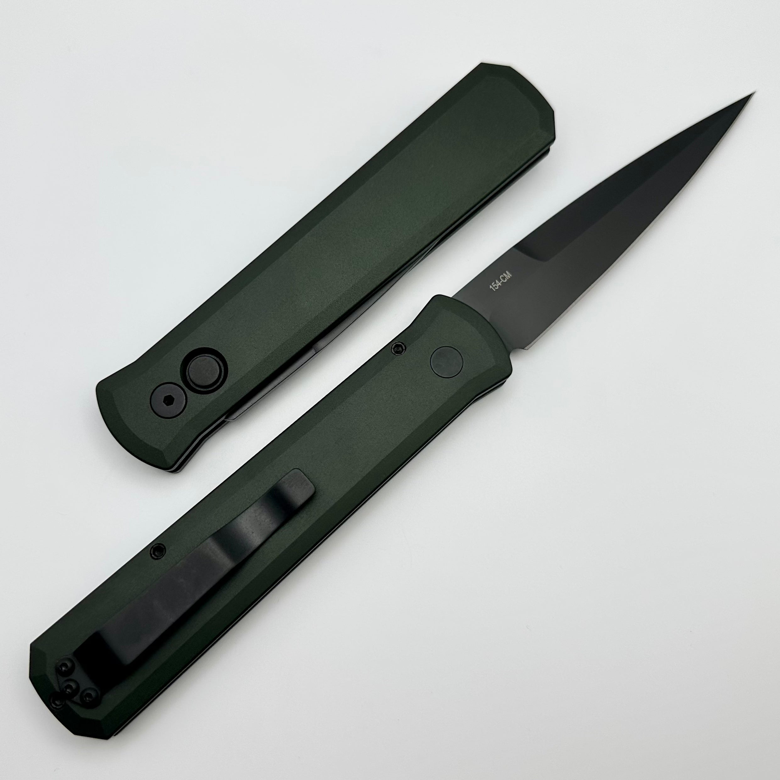 Premium Pro-Tech Godfather Automatic Knife - Green Handle & Black 154-CM Blade