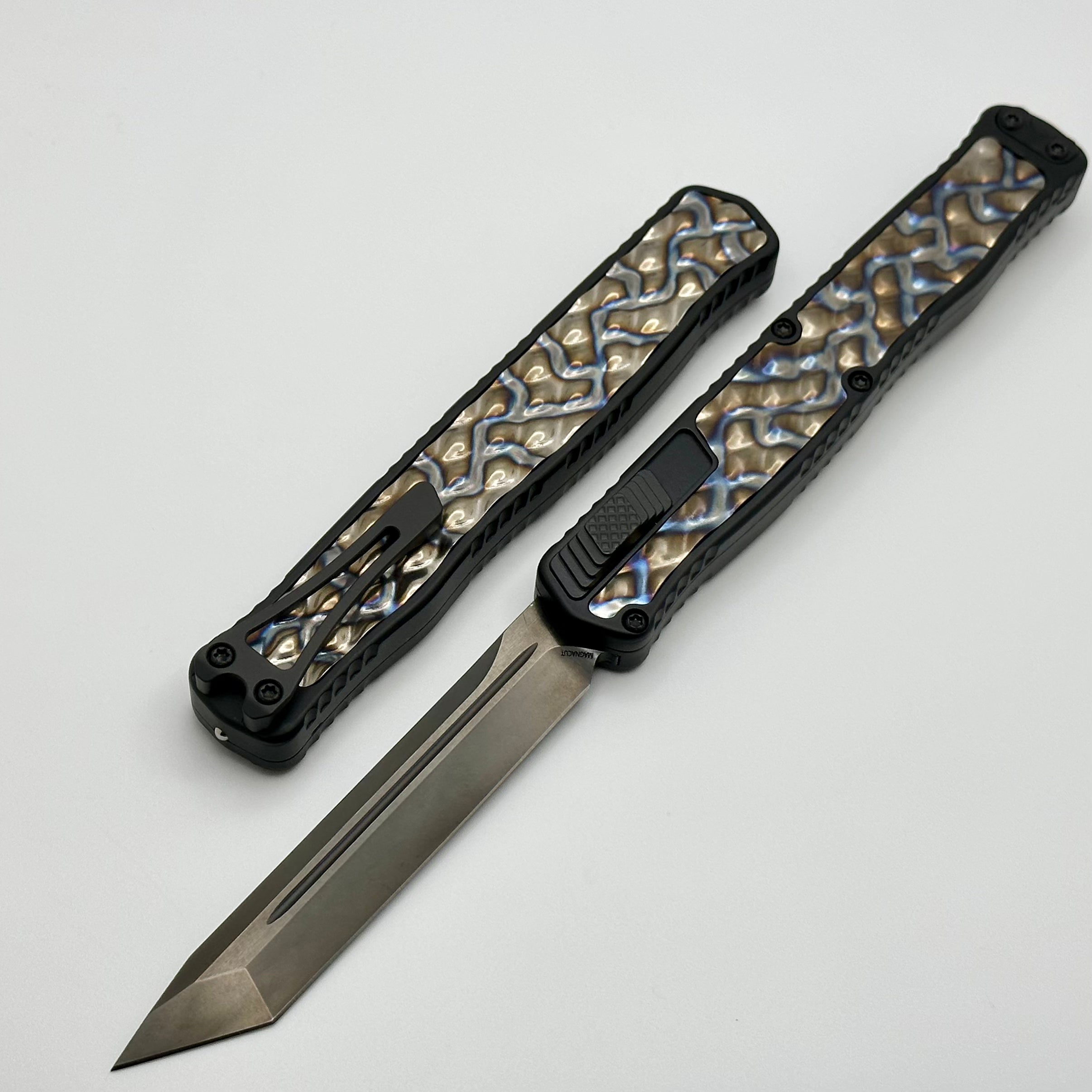 Heretic Knives Cleric II Premium Tactical Folding Knife - Flamed Titanium Inlays & DLC Tanto Magnacut Blade