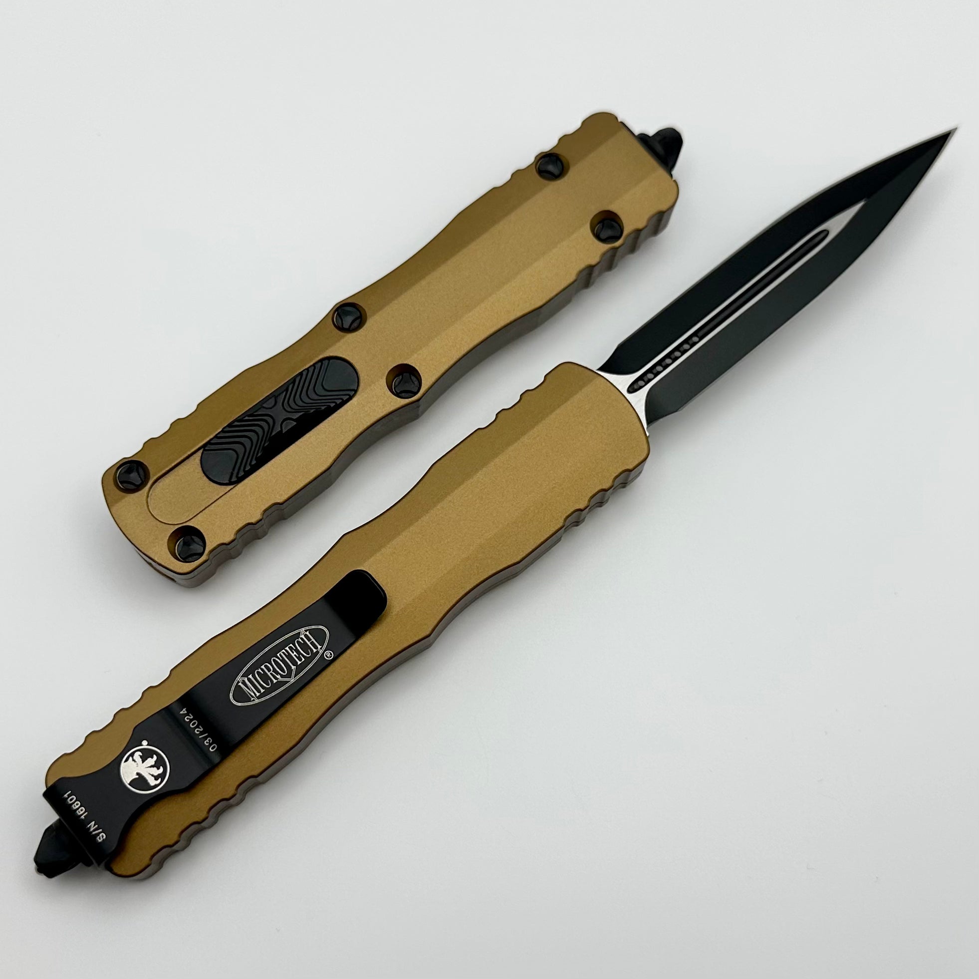 Microtech Dirac Double Edge Black & Tan Premium OTF Knife