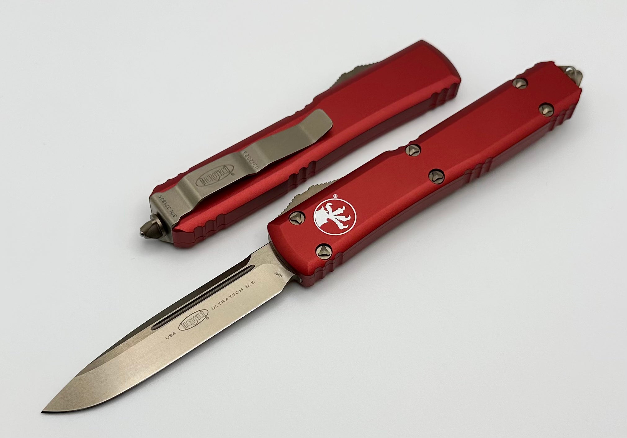 Premium Microtech Ultratech Bronze & Red OTF Knife