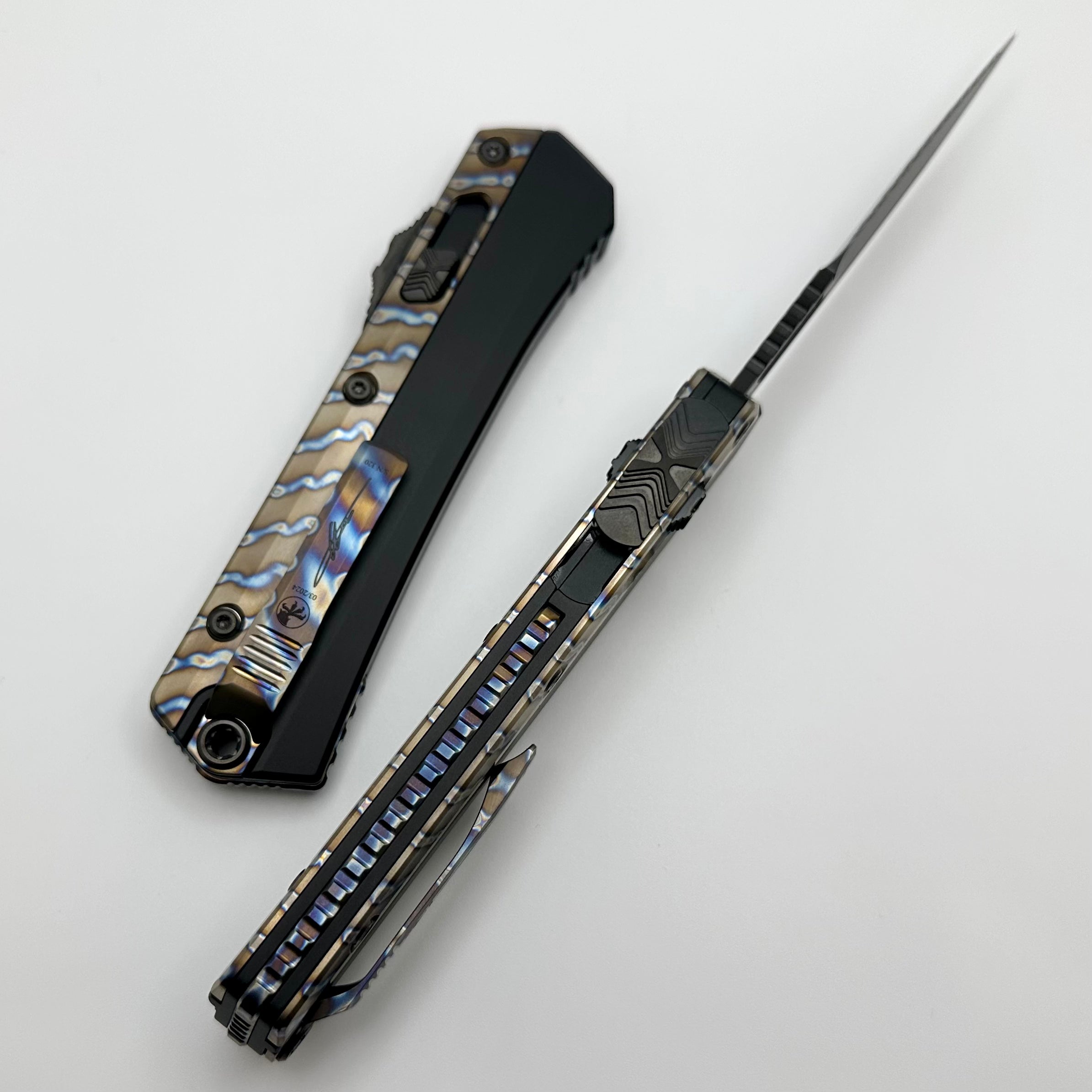 Microtech Glykon Signature Series: Premium DLC Bayonet with Flamed Titanium Accents