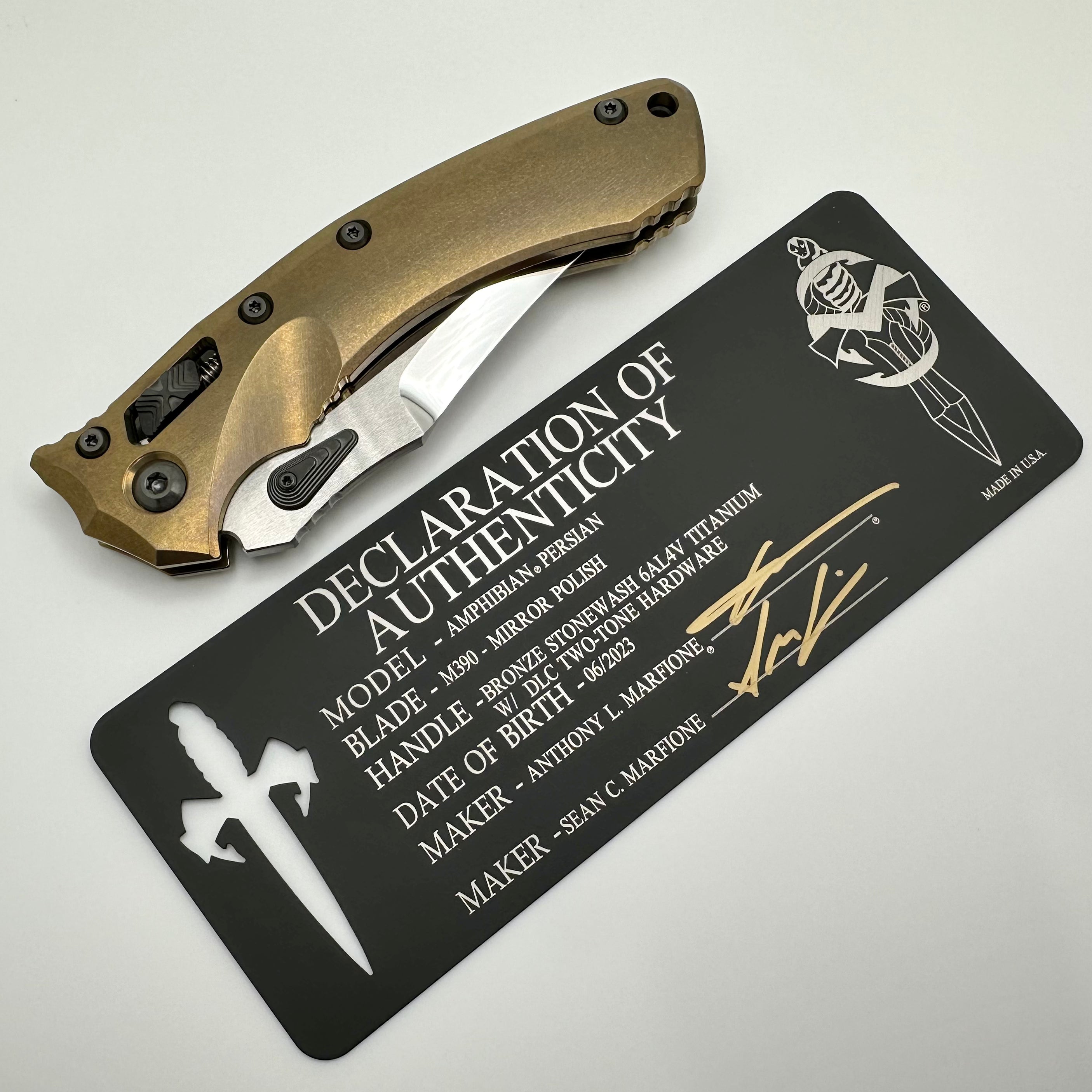Marfione Custom Amphibian RAM-LOK Ultimate Edition - Mirror Polish M390 & Bronze Titanium