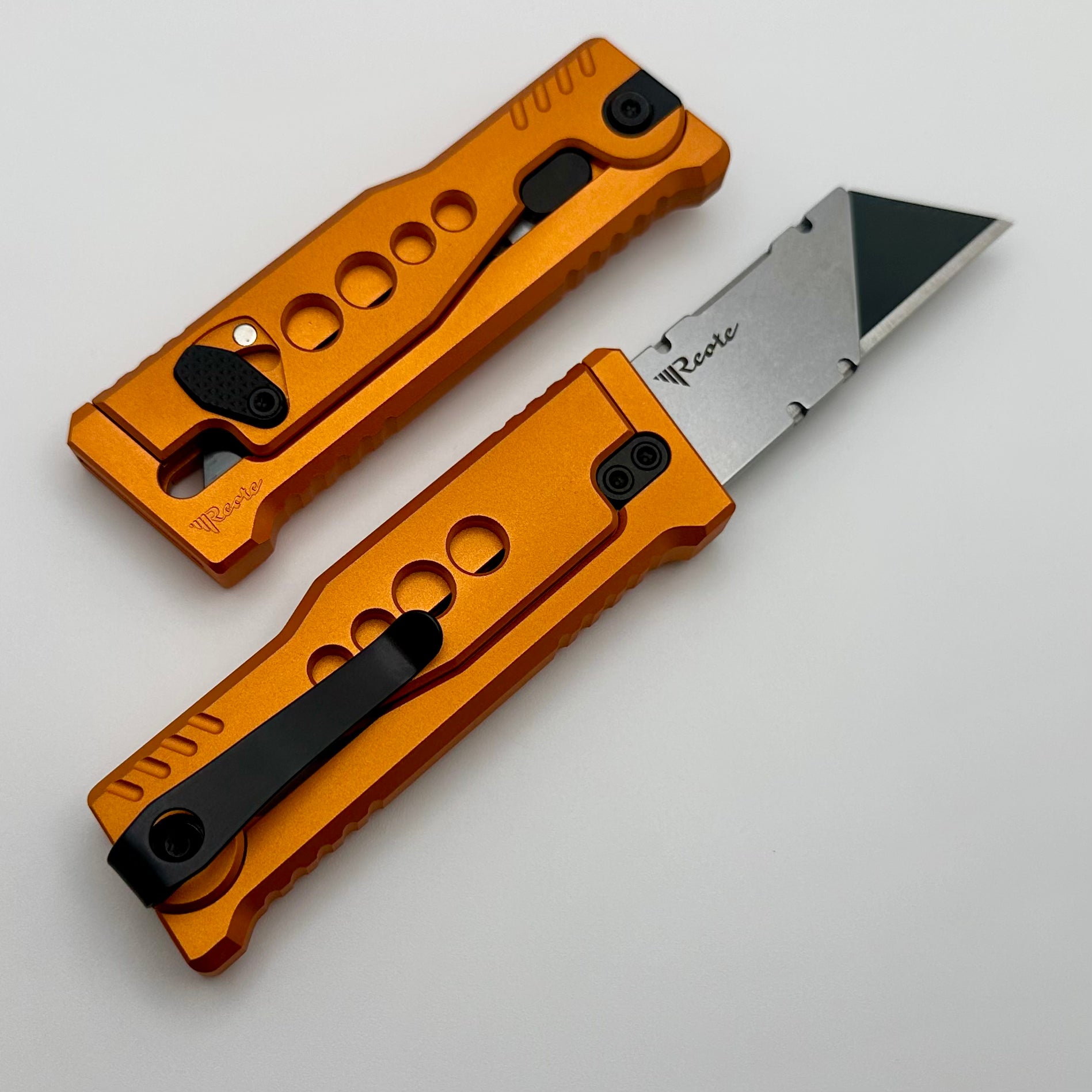 Reate EXO-U Premium Utility Knife with Speedhole Orange Aluminum Handle