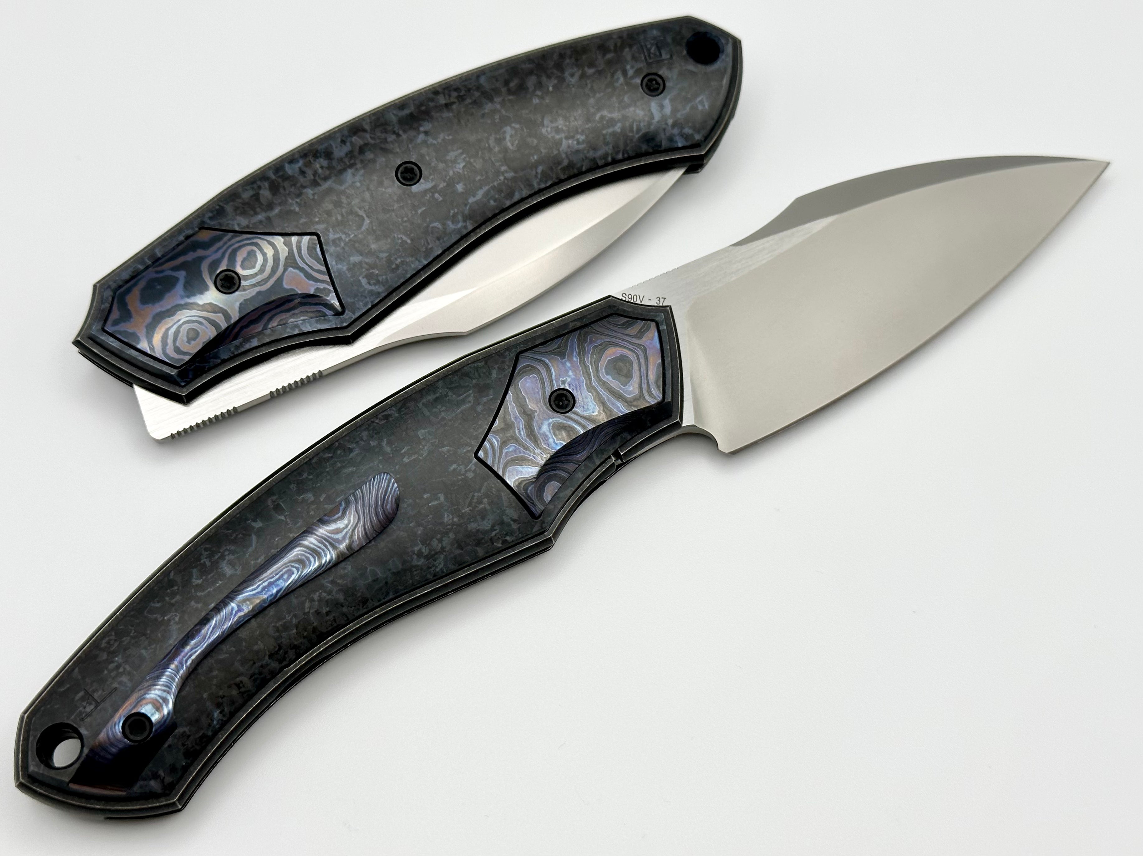 Premium Davless Crystal Ti & ZircuTi Knife by Custom Knife Factory - S90V Blade, Limited Edition