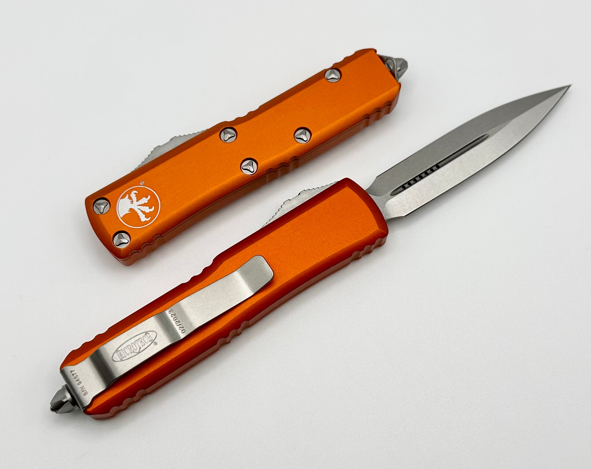 Microtech UTX-85 Double Edge Stonewash & Orange EDC Knife - Premium Compact Design