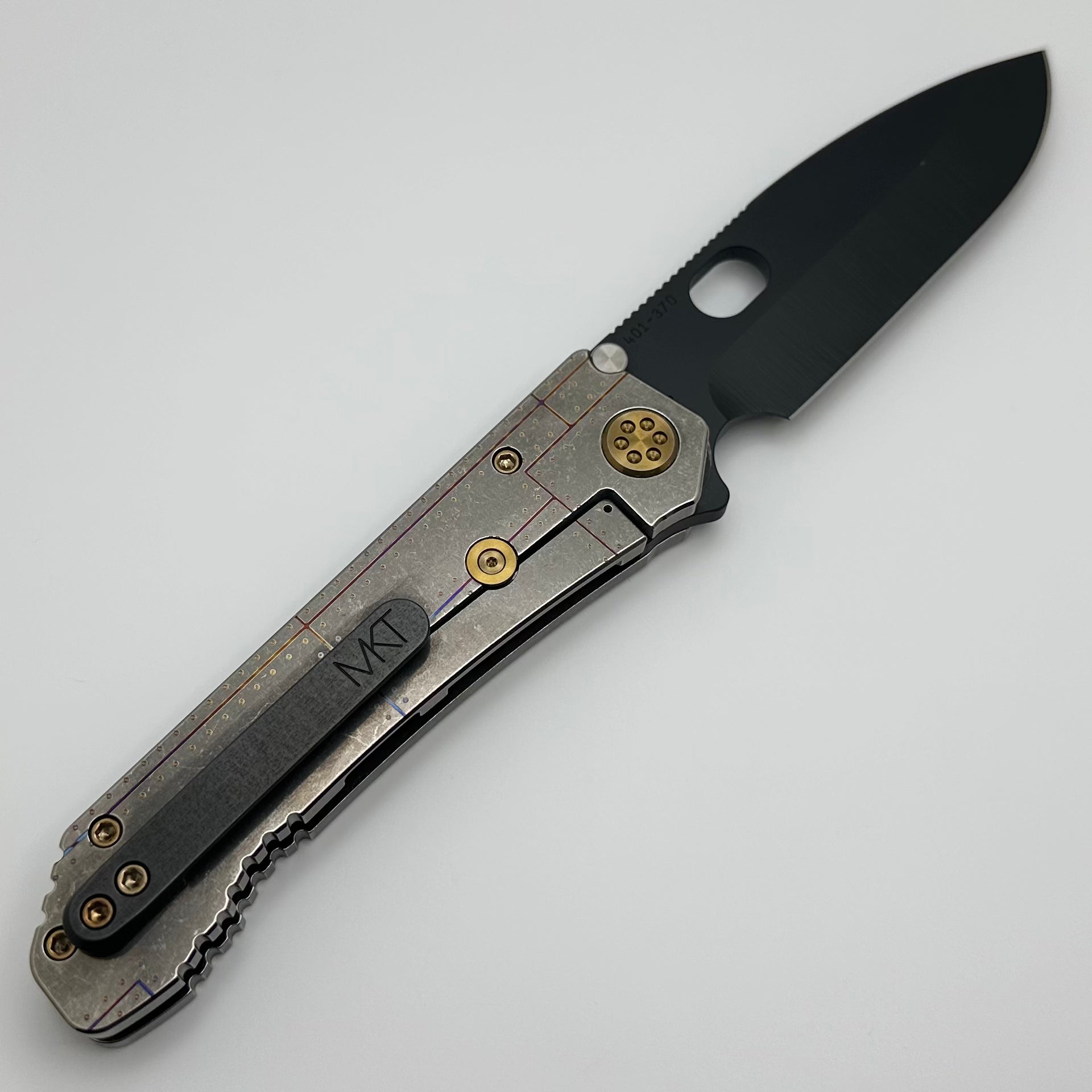 Medford 187 DP Drop Point Tactical Knife - D2 Steel & Tiger Artwork Titanium Handles