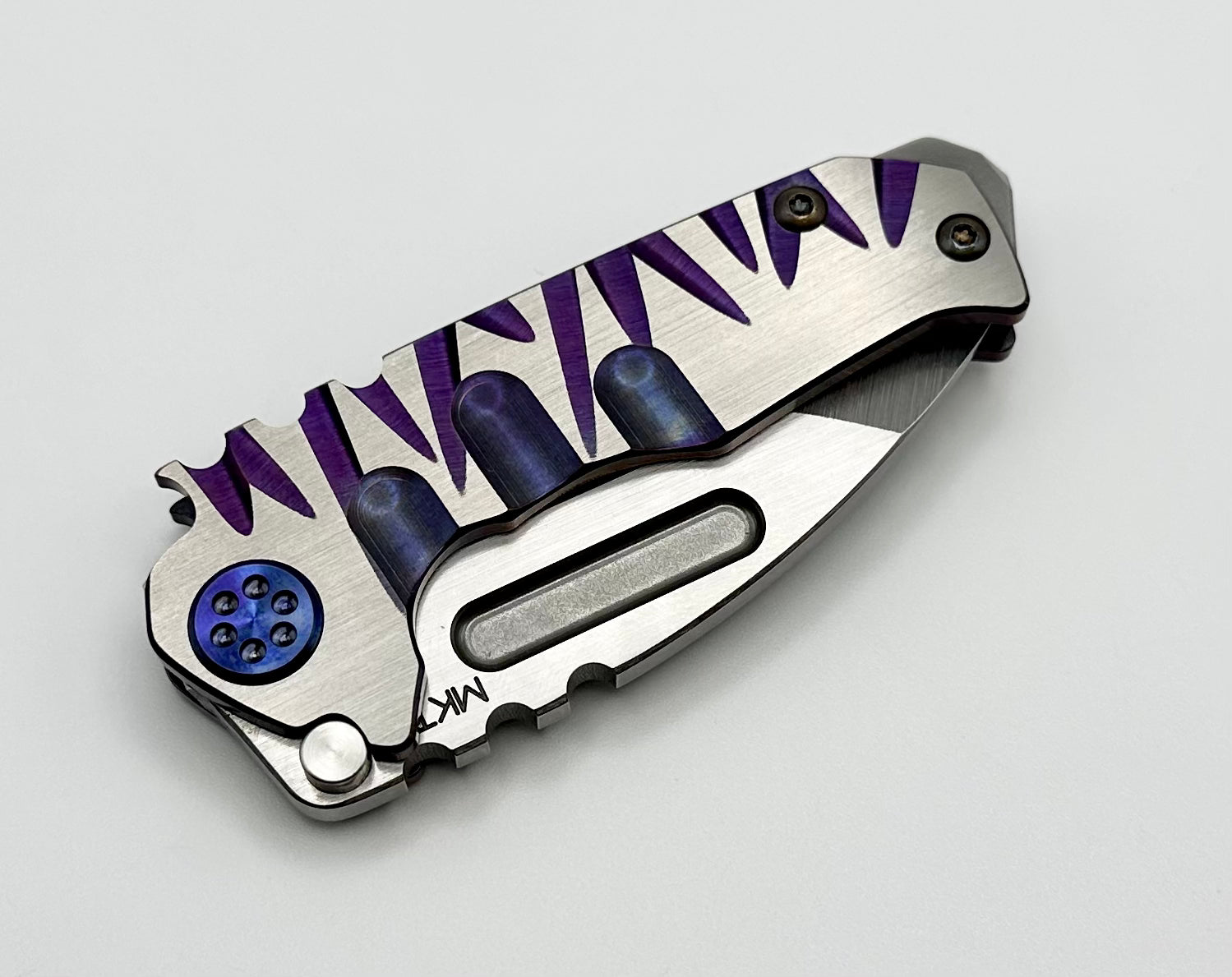 Medford Micro Praetorian T - Compact Tactical Knife with S45 Tumbled Tanto Blade & Violet Accents