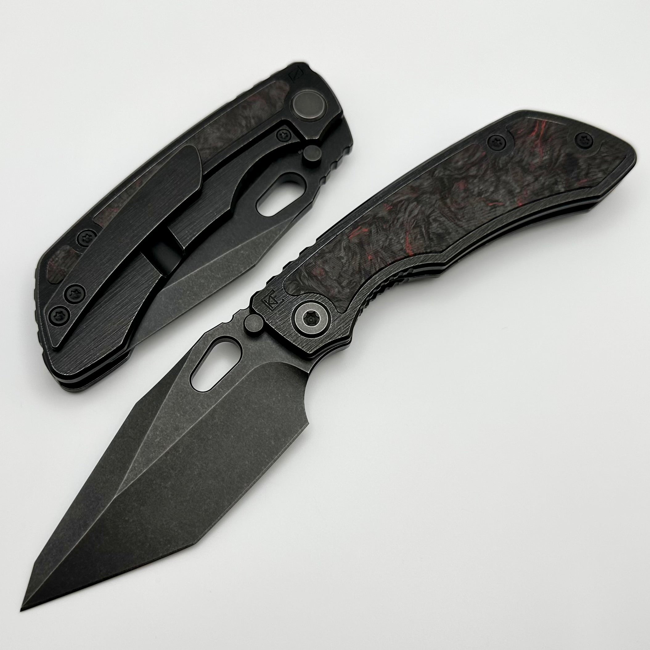 Premium Custom Knife Factory Rotten Evo T - Carbon Fiber & Titanium Handle with Blackwash S90V Blade