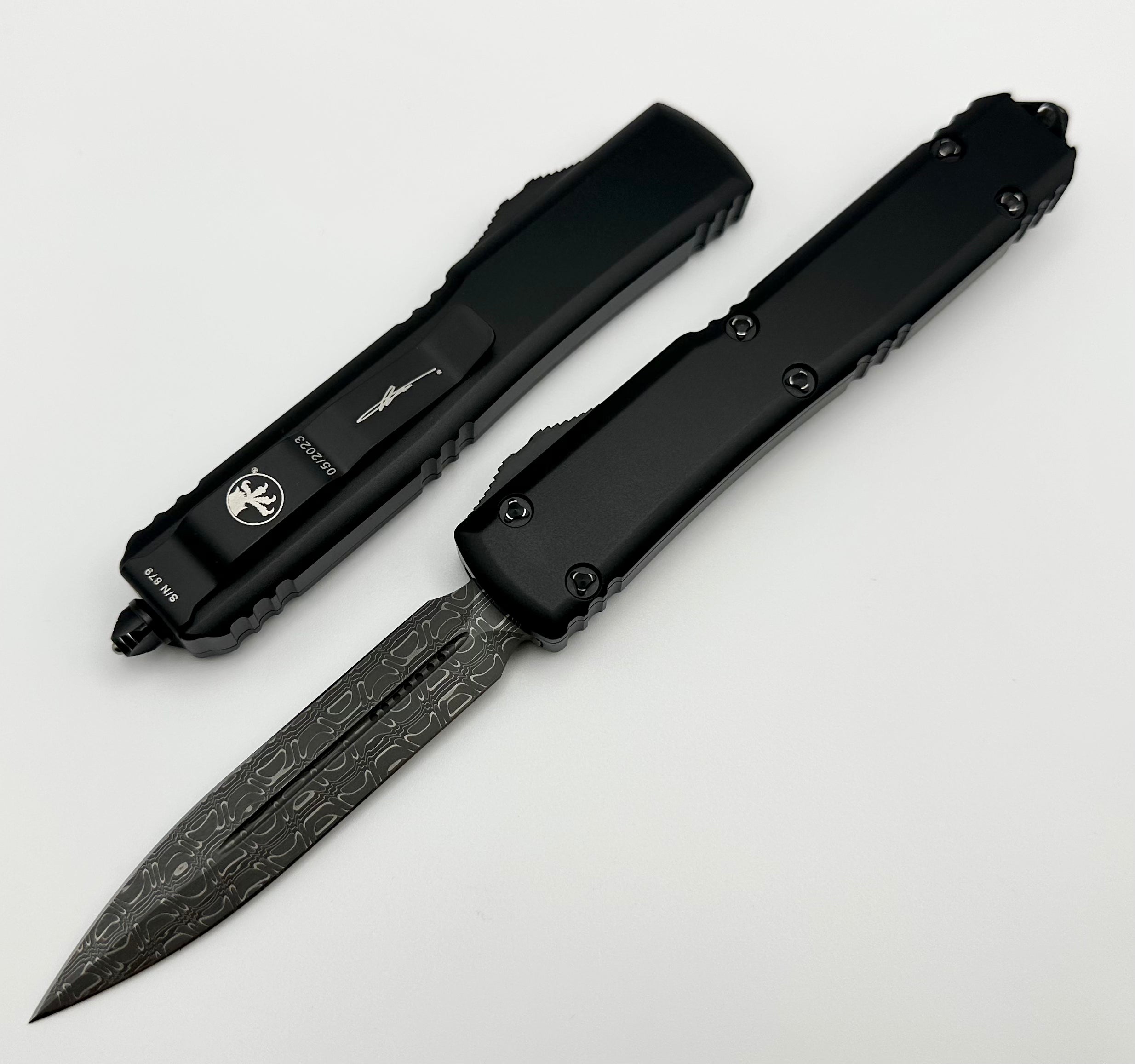 Premium Microtech Ultratech Damascus Double Edge OTF Knife - Signature Series