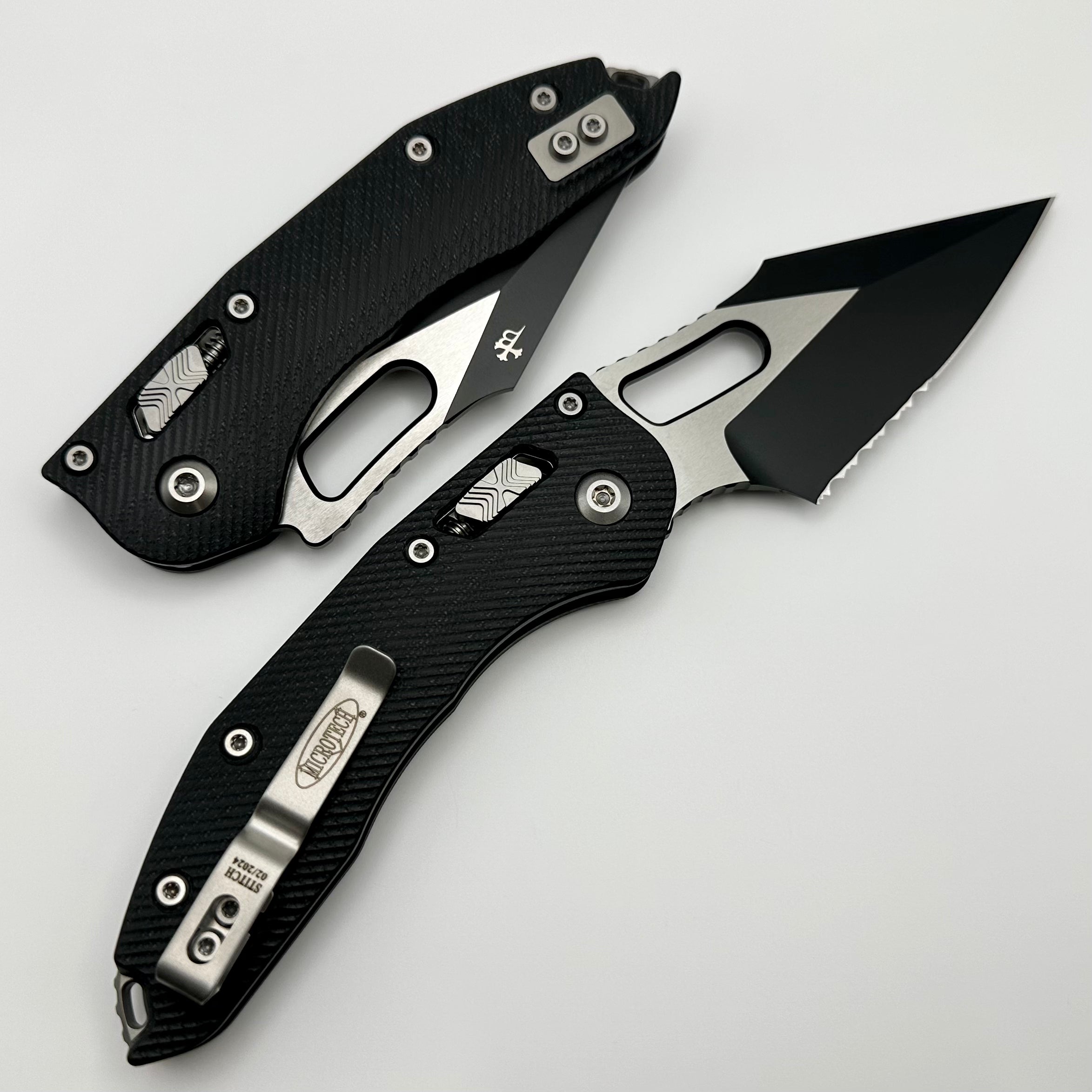 Microtech Stitch RAM LOK Manual Folding Knife - Premium Black G-10 & Serrated M390MK Blade