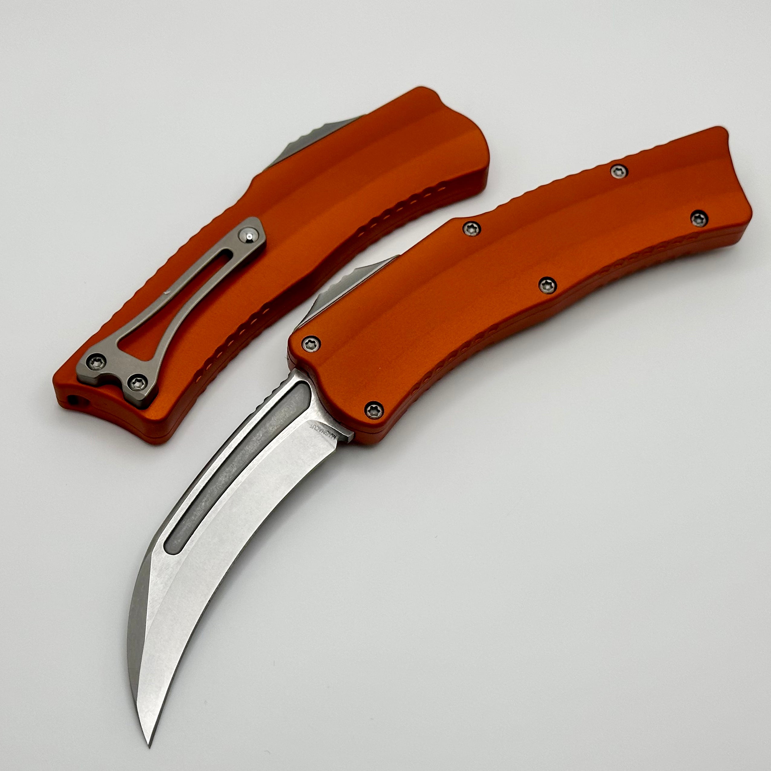 Premium Heretic ROC Stonewash Knife with Orange Handle - Ultimate Durability