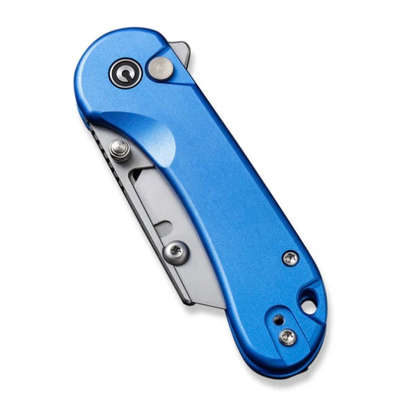 Civivi Elementum Premium Utility Knife with Blue Aluminum Handles & Button Lock